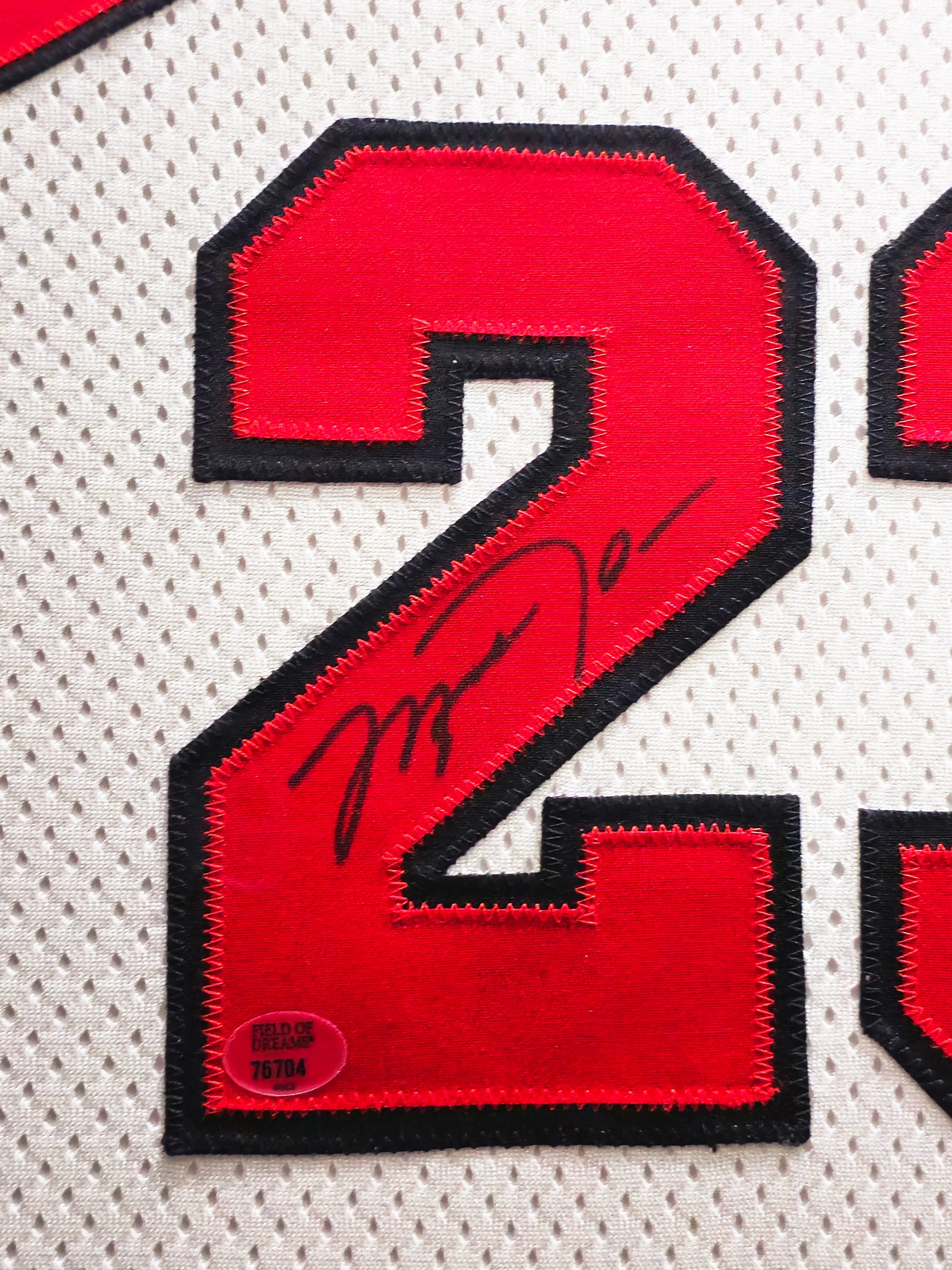 Chicago Bulls Michael Jordan Autographed Framed White Nike Authentic 1998-99 Retirement Season Jersey Beckett BAS & UDA Holo #BAF78946 - Image 3