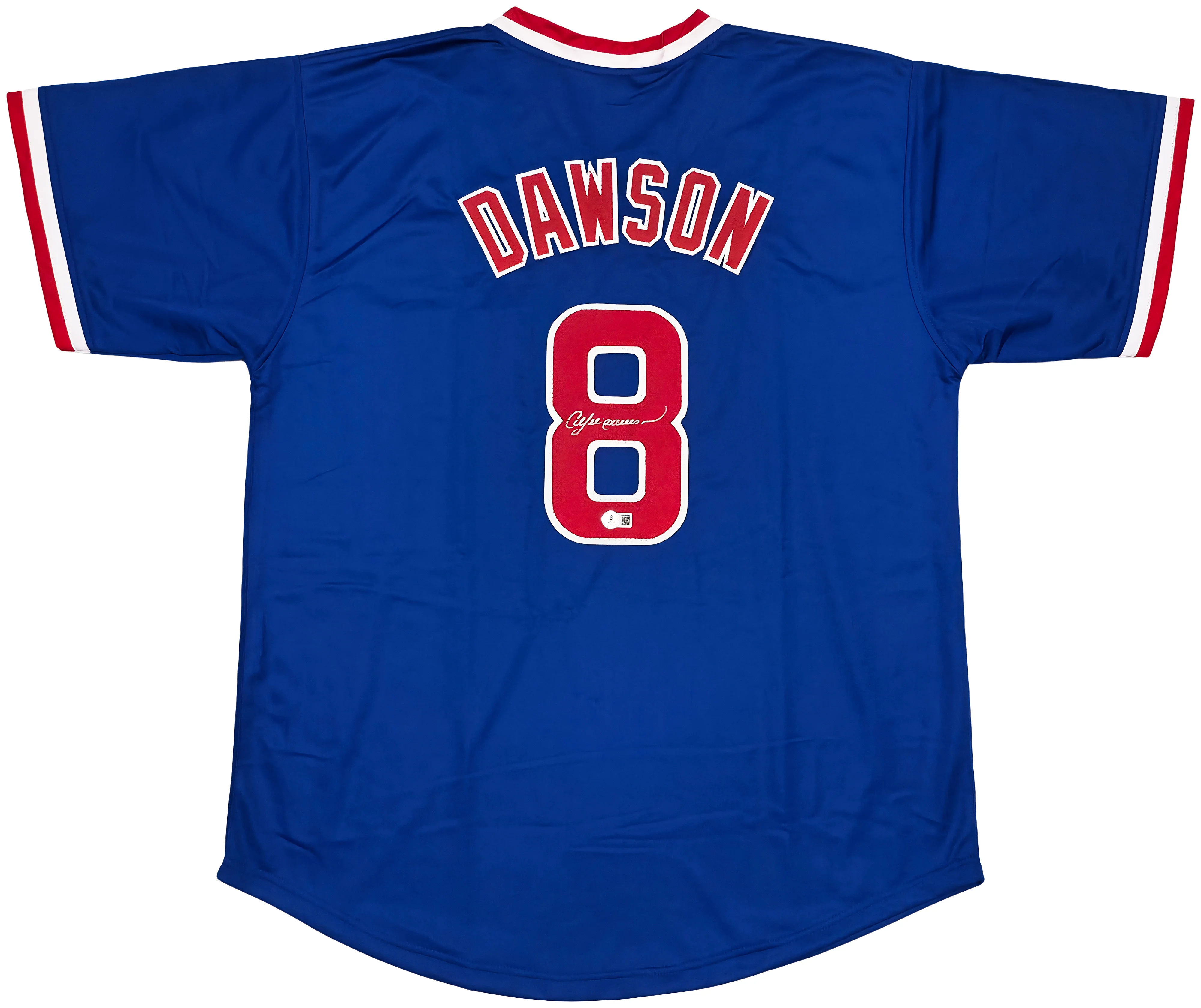 Chicago Cubs Andre Dawson Autographed Blue Jersey Beckett BAS Witness Stock #256897 - Image 2