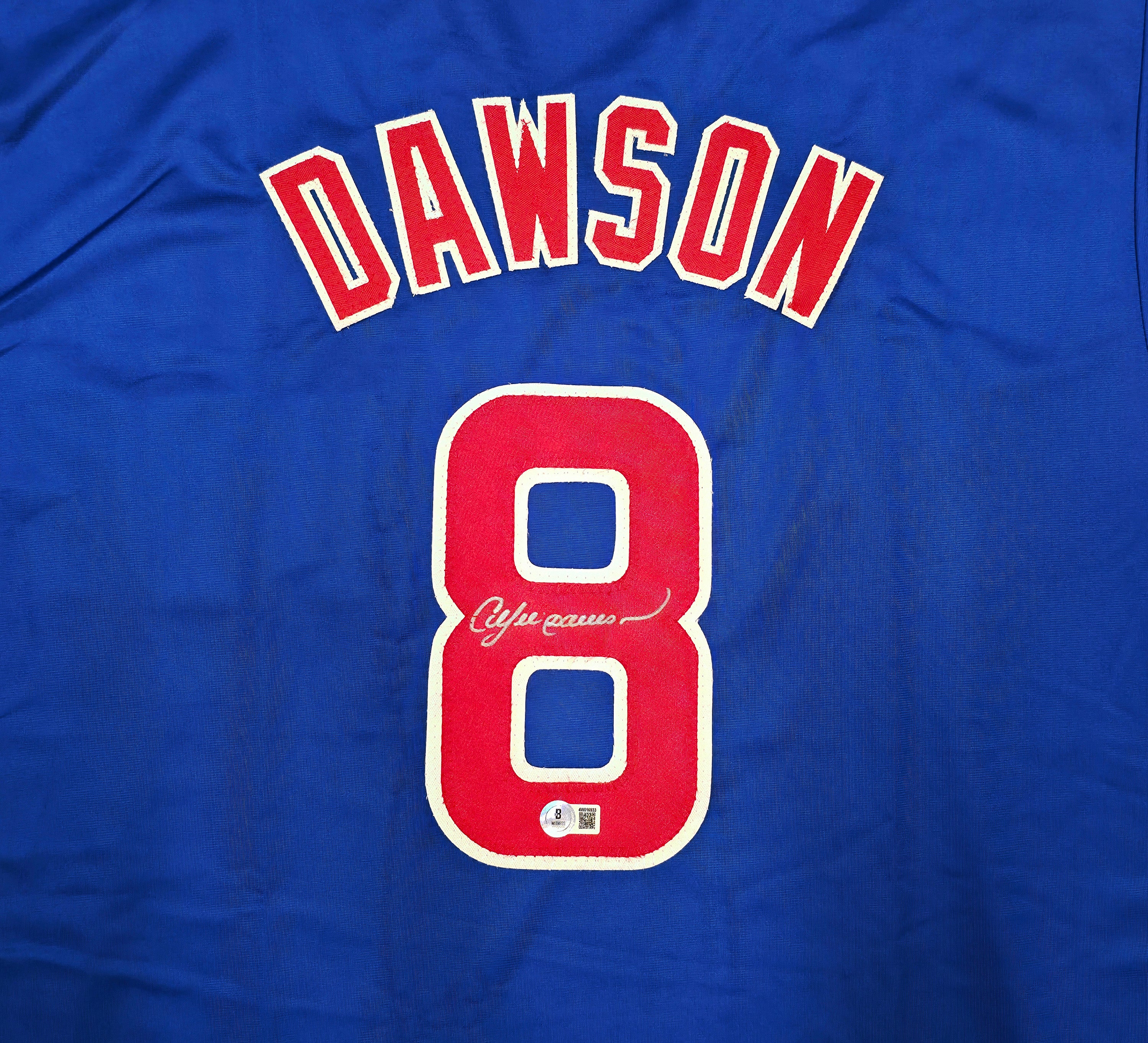 Chicago Cubs Andre Dawson Autographed Blue Jersey Beckett BAS Witness Stock #256897 - Image 3