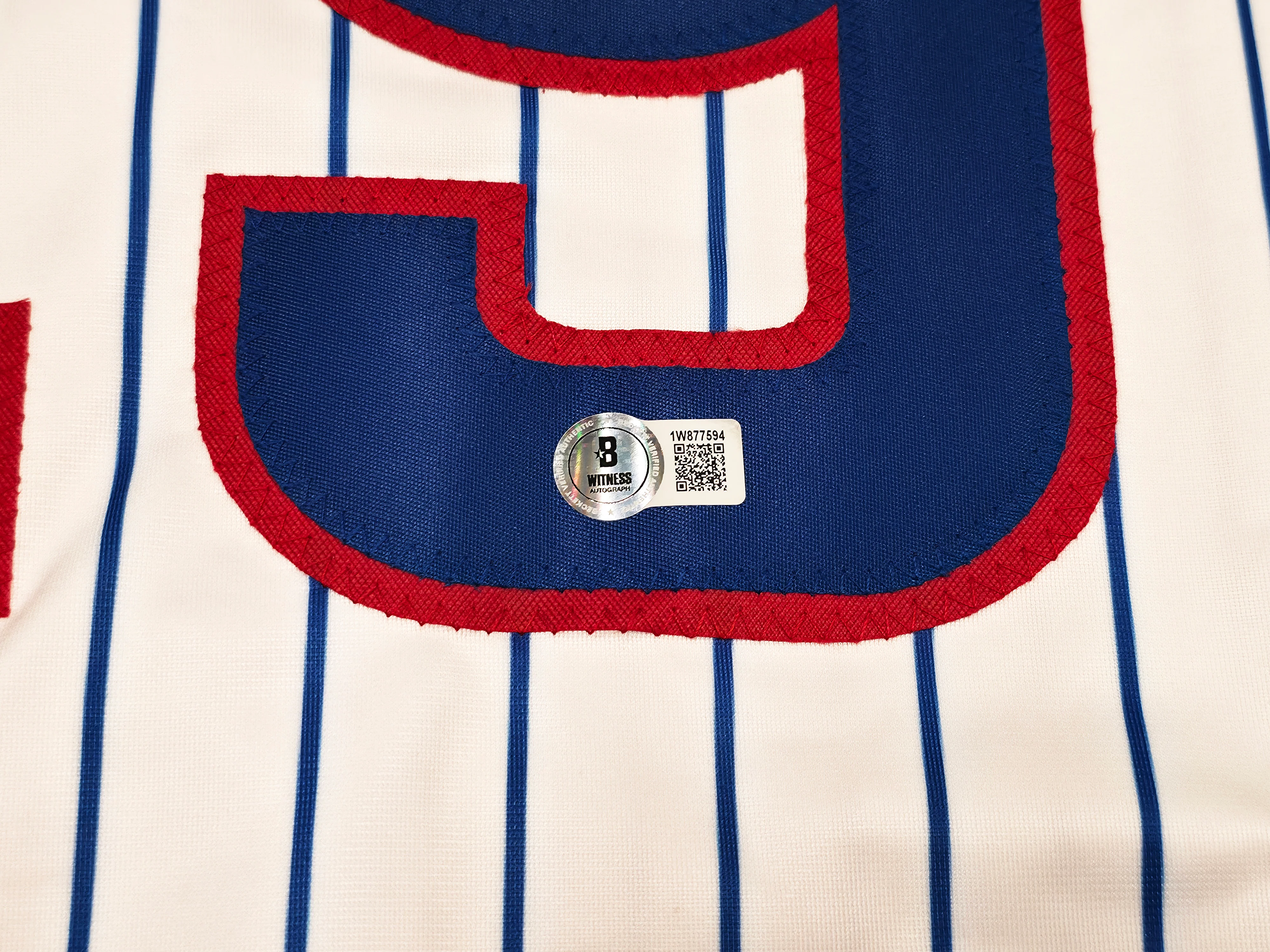 Chicago Cubs Michael Busch Autographed White Pinstripes Jersey Beckett BAS Witness Stock #256912 - Image 5