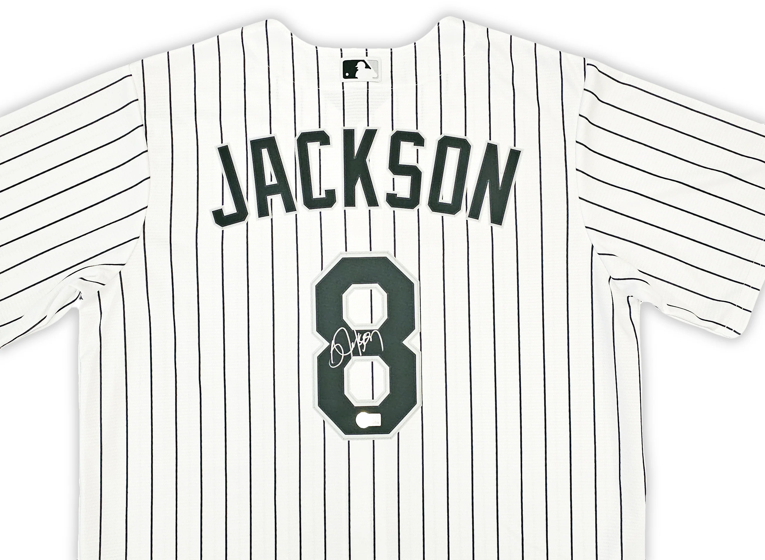 Chicago White Sox Bo Jackson Autographed White Pinstripe Nike Jersey Size L Beckett BAS Witness Stock #218040 - Image 3