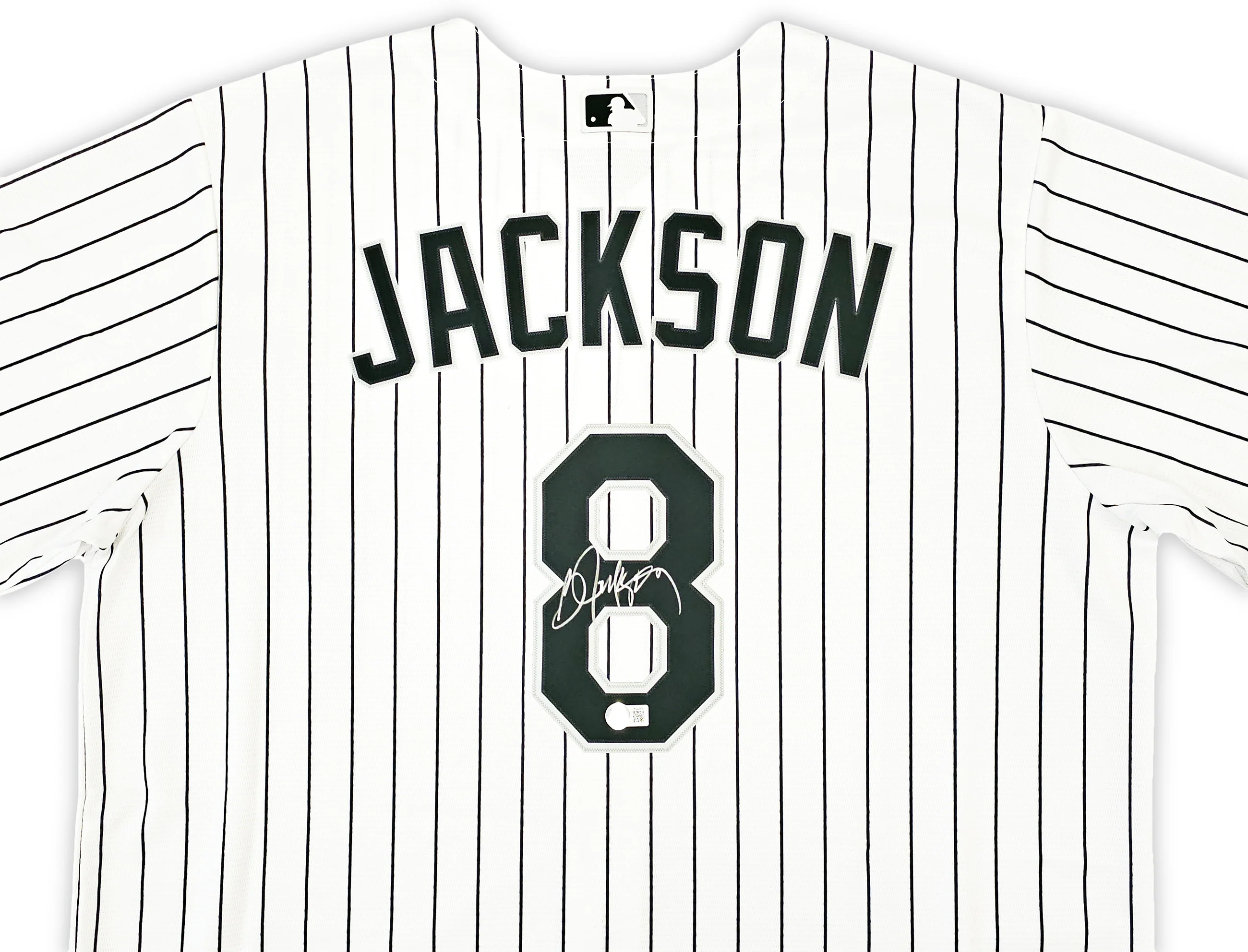 Chicago White Sox Bo Jackson Autographed White Pinstripe Nike Jersey Size XL Beckett BAS Witness Stock #218039 - Image 3