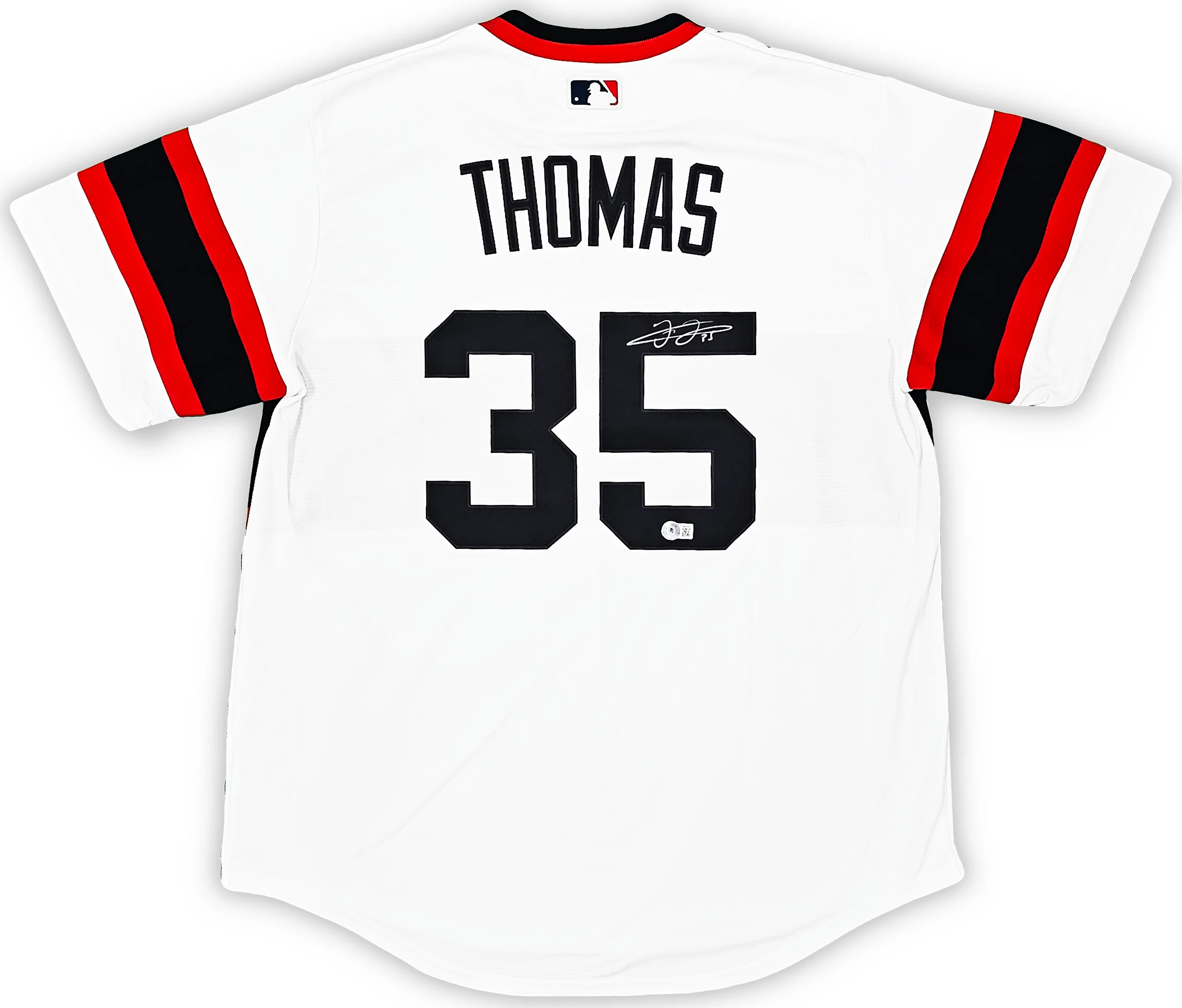 Chicago White Sox Frank Thomas Autographed White Nike Jersey Size L Beckett BAS Witness Stock #215874 - Image 2