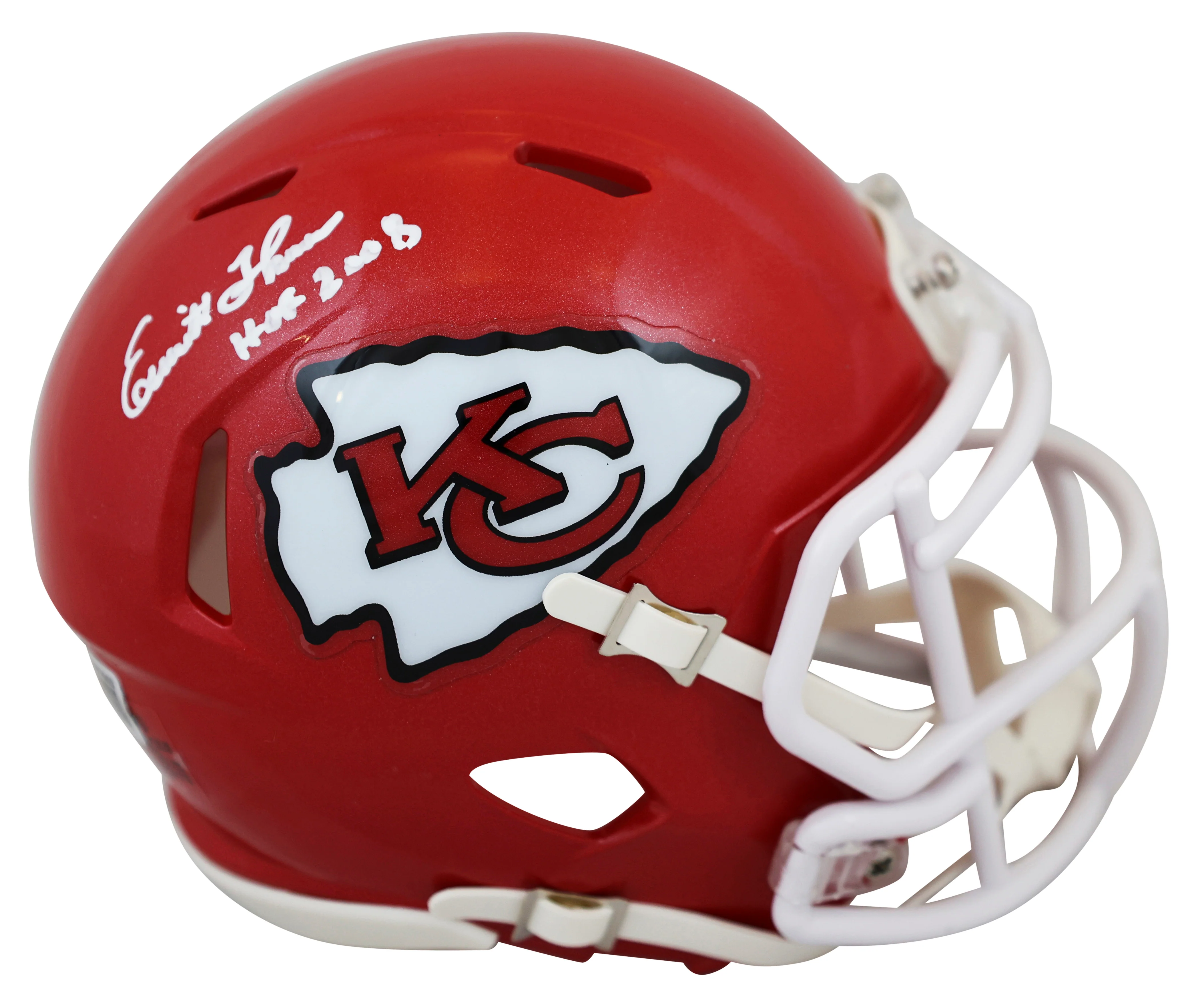 Chiefs Emmitt Thomas "HOF 2008" Signed Speed Mini Helmet W/ Case BAS Witnessed - Image 3