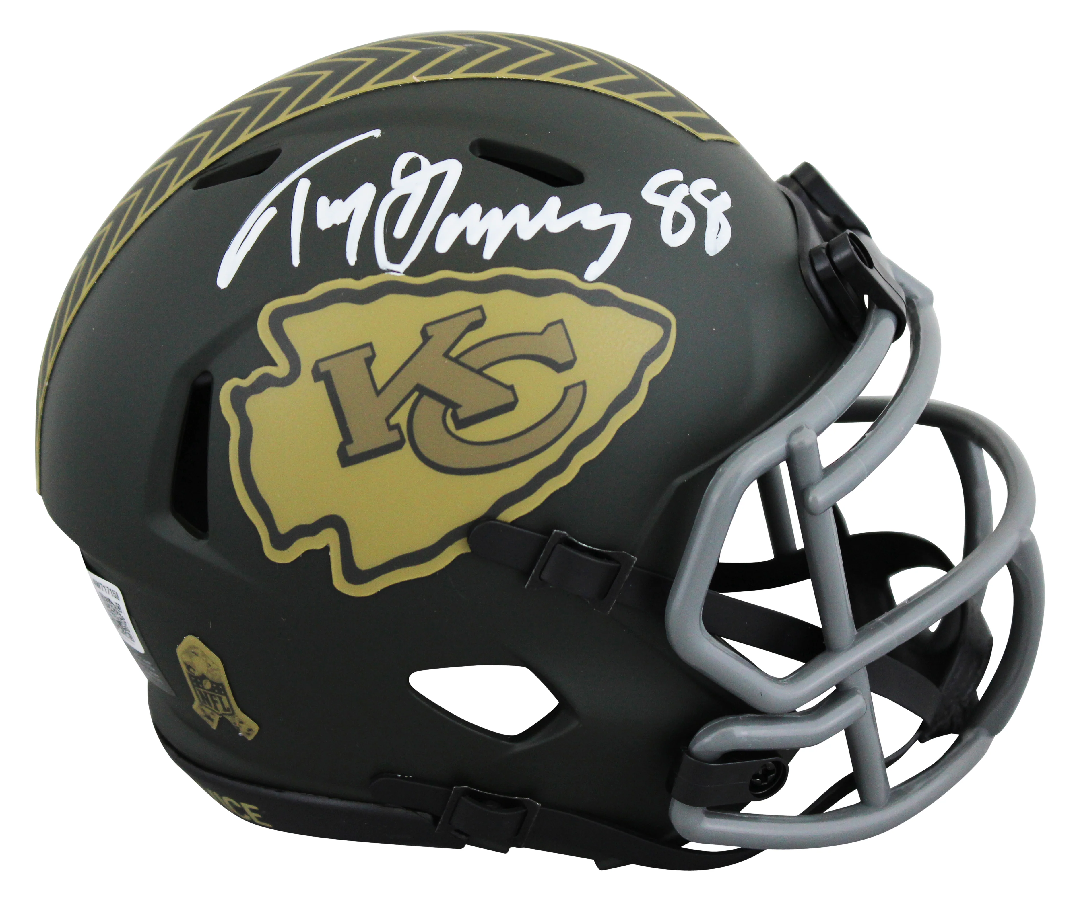 Chiefs Tony Gonzalez Signed Salute To Service IV Speed Mini Helmet BAS Witnessed - Image 2