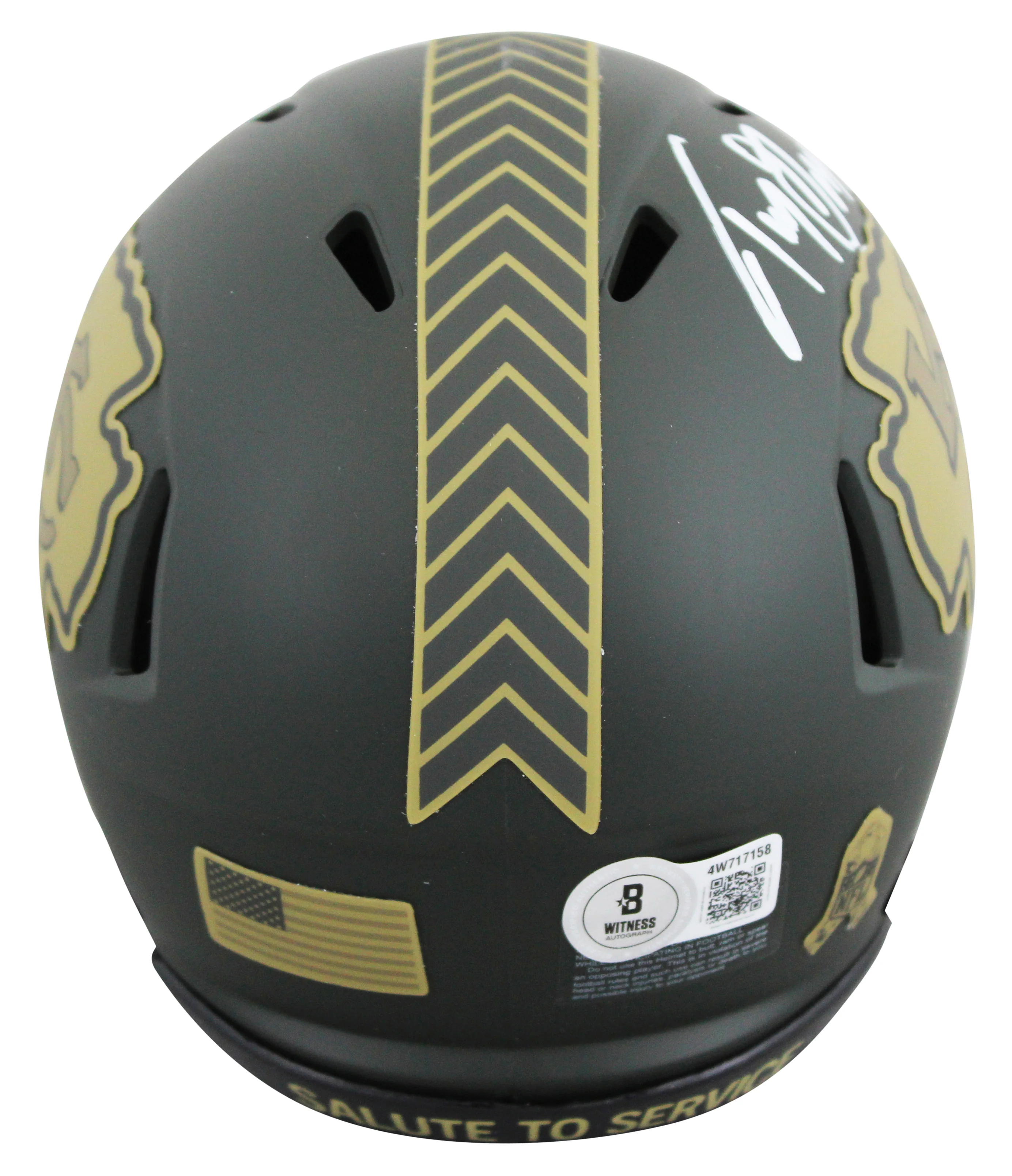 Chiefs Tony Gonzalez Signed Salute To Service IV Speed Mini Helmet BAS Witnessed - Image 3
