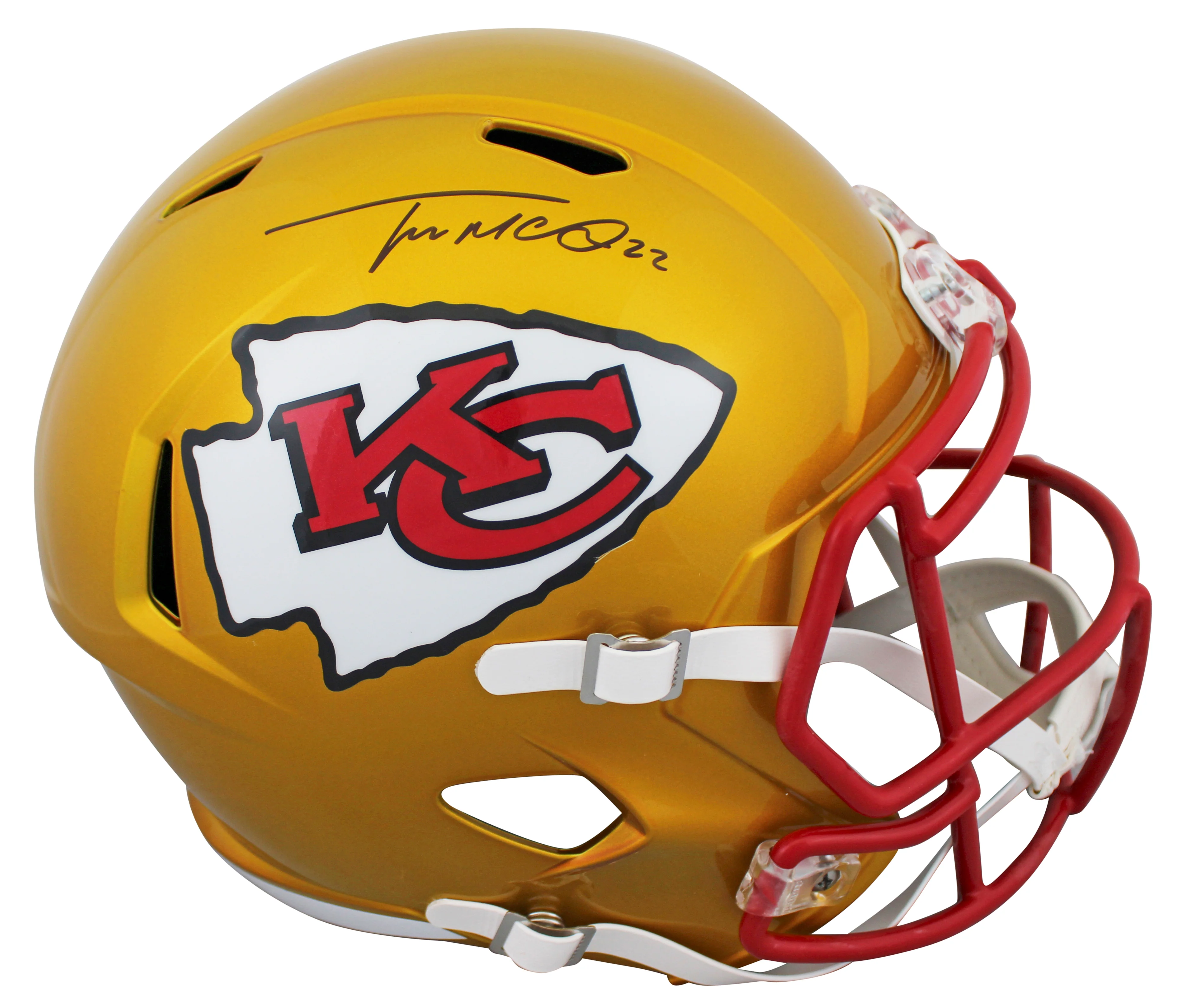 Chiefs Trent McDuffie Signed Flash Full Size Speed Rep Helmet W/ Case BAS Wit - Image 3