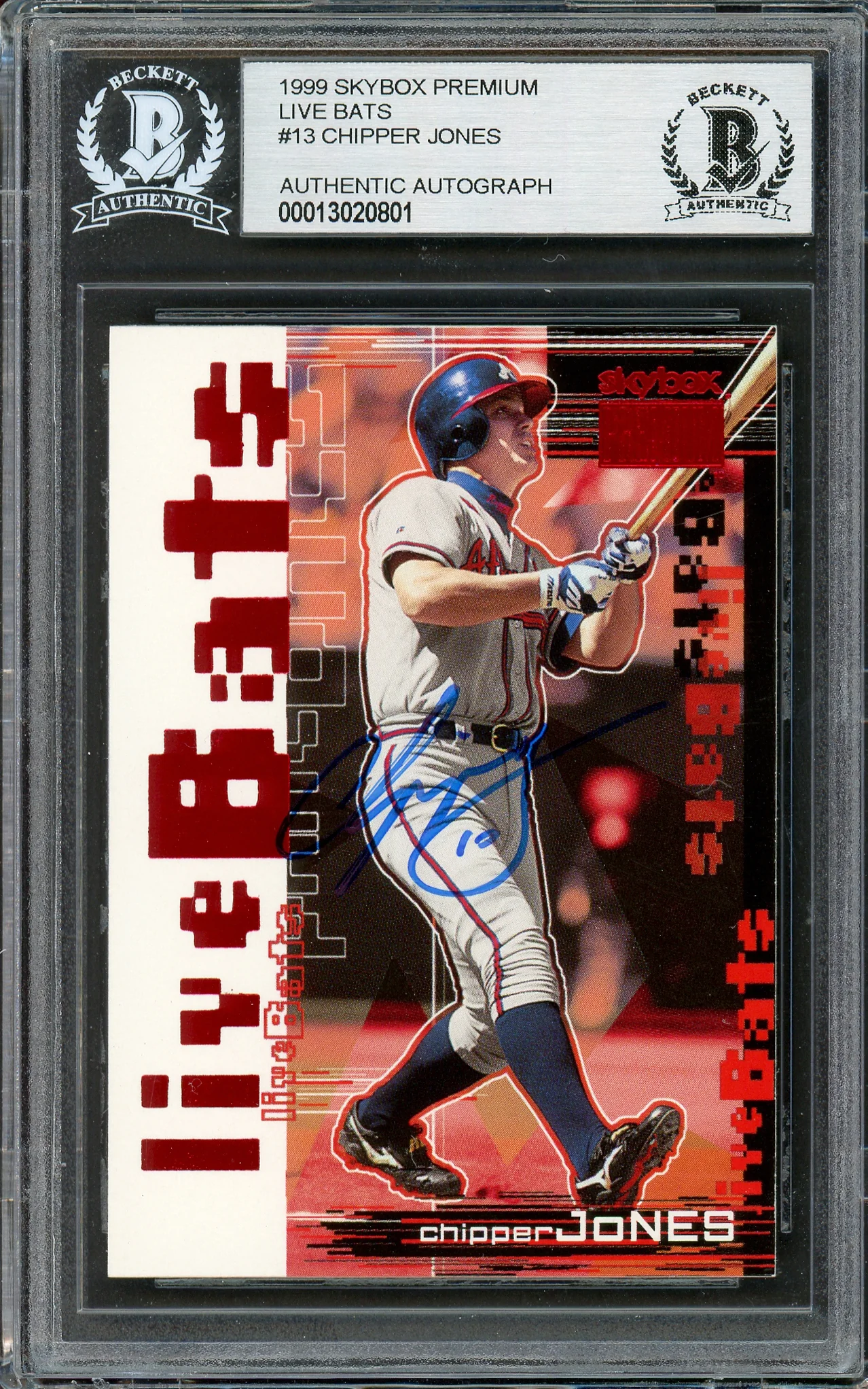 Chipper Jones Autographed 1999 Skybox Live Bats Card #13 Atlanta Braves Beckett BAS #13020801 - Image 4