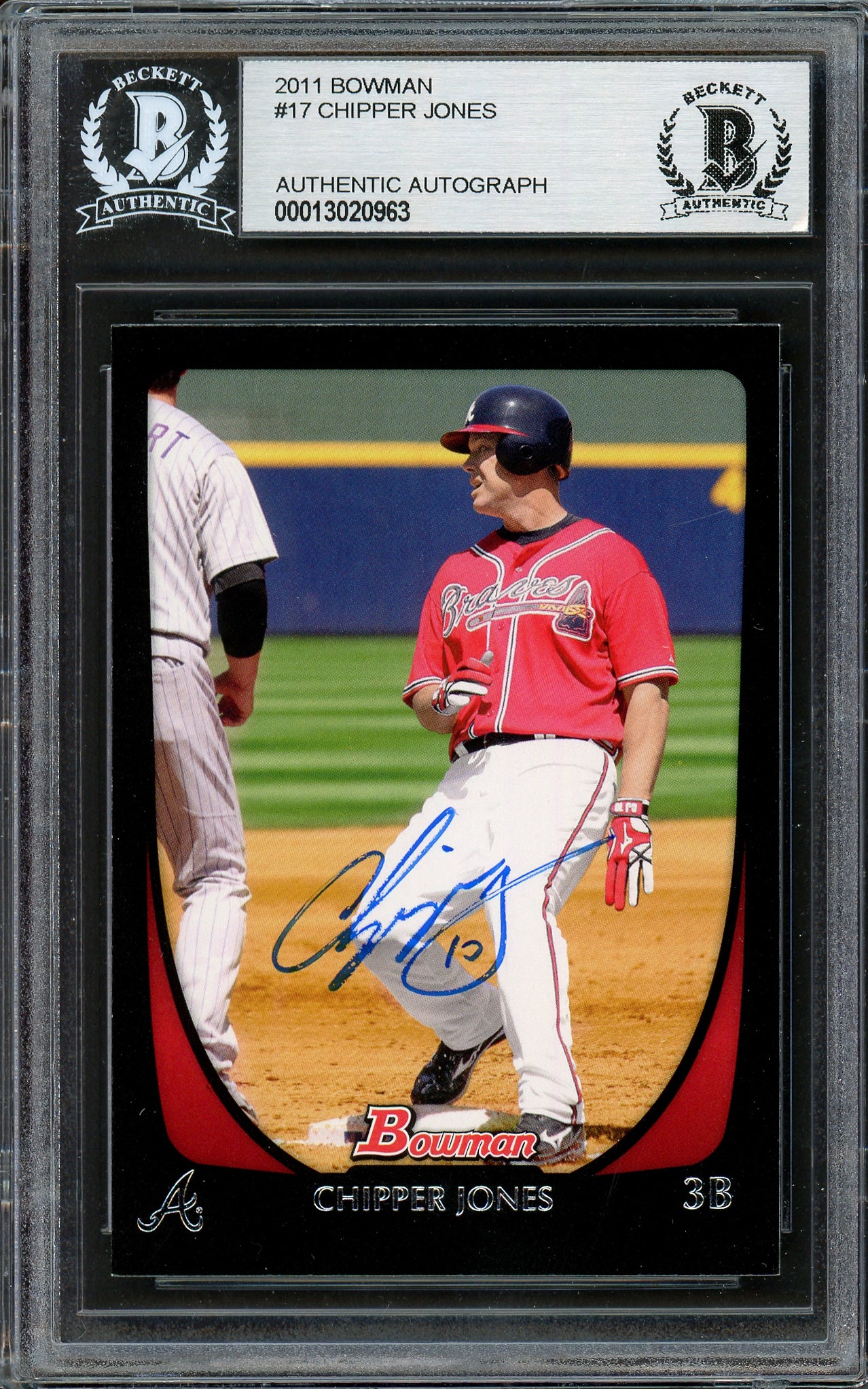 Chipper Jones Autographed 2011 Bowman Card #17 Atlanta Braves Beckett BAS #13020963 - Image 3