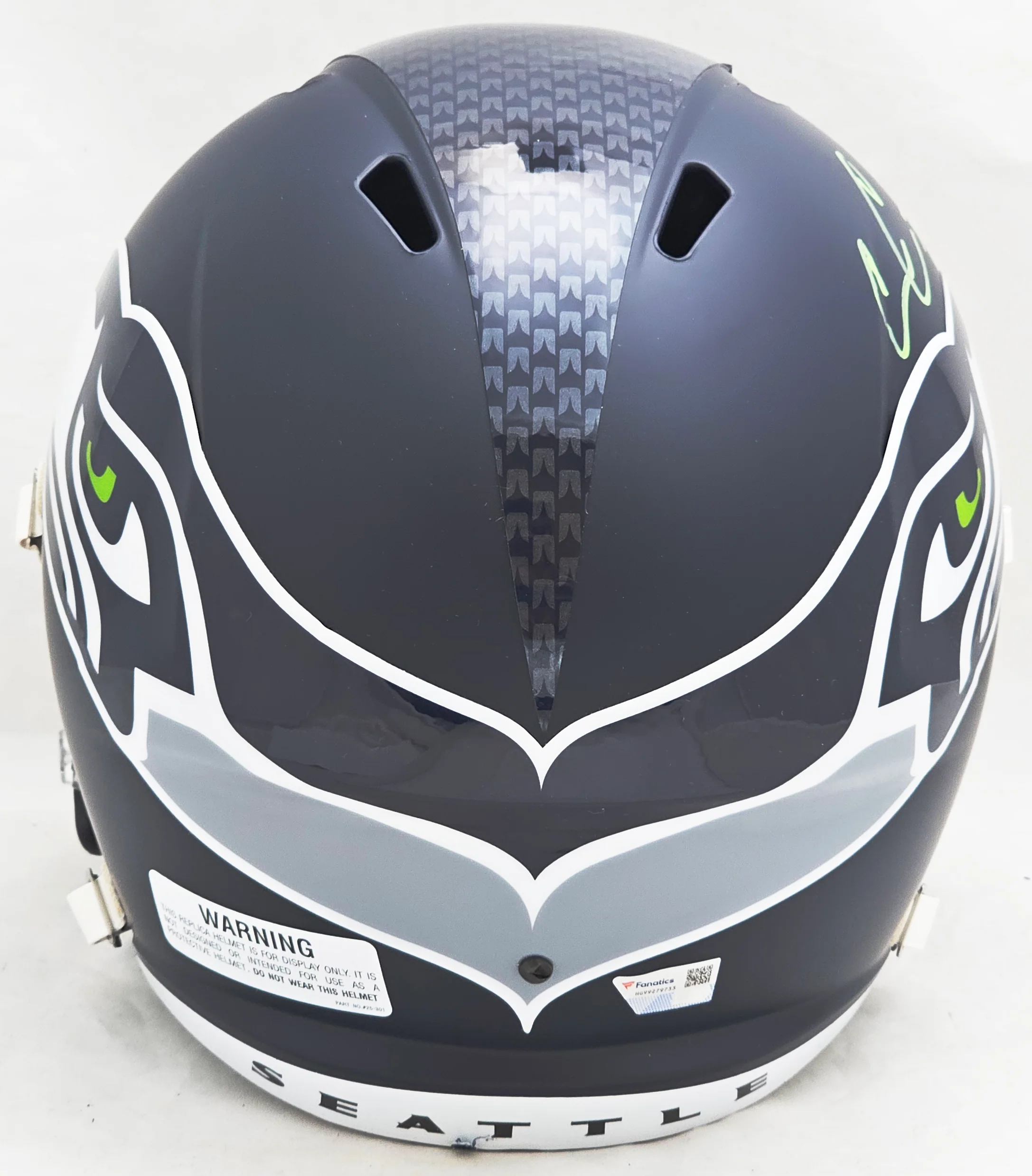 Chris Carson Autographed Seattle Seahawks Blue Full Size Speed Helmet Fanatics Holo Stock #216807 - Image 4