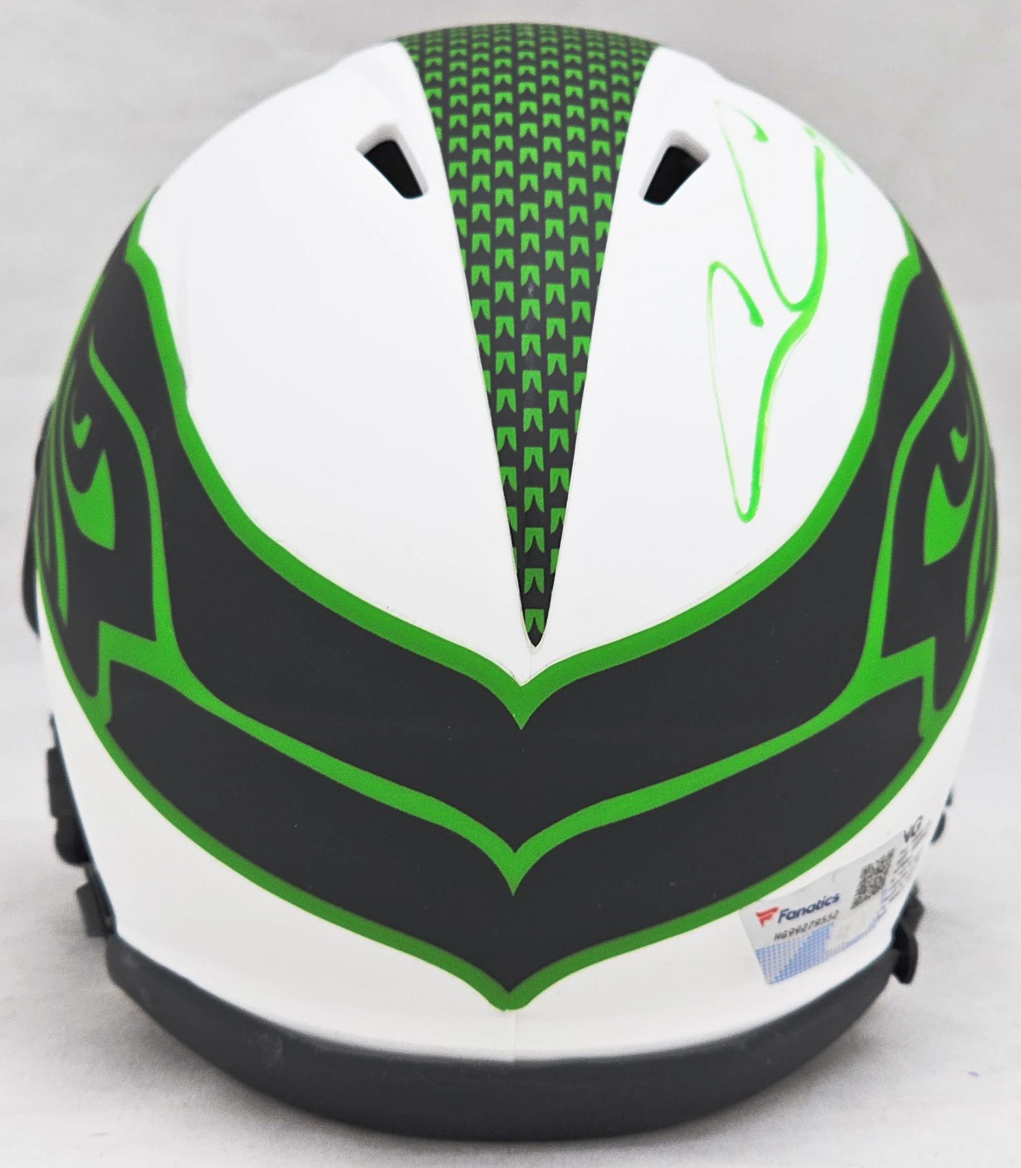 Chris Carson Autographed Seattle Seahawks Lunar Eclipse White Speed Mini Helmet Fanatics Holo Stock #216815 - Image 4