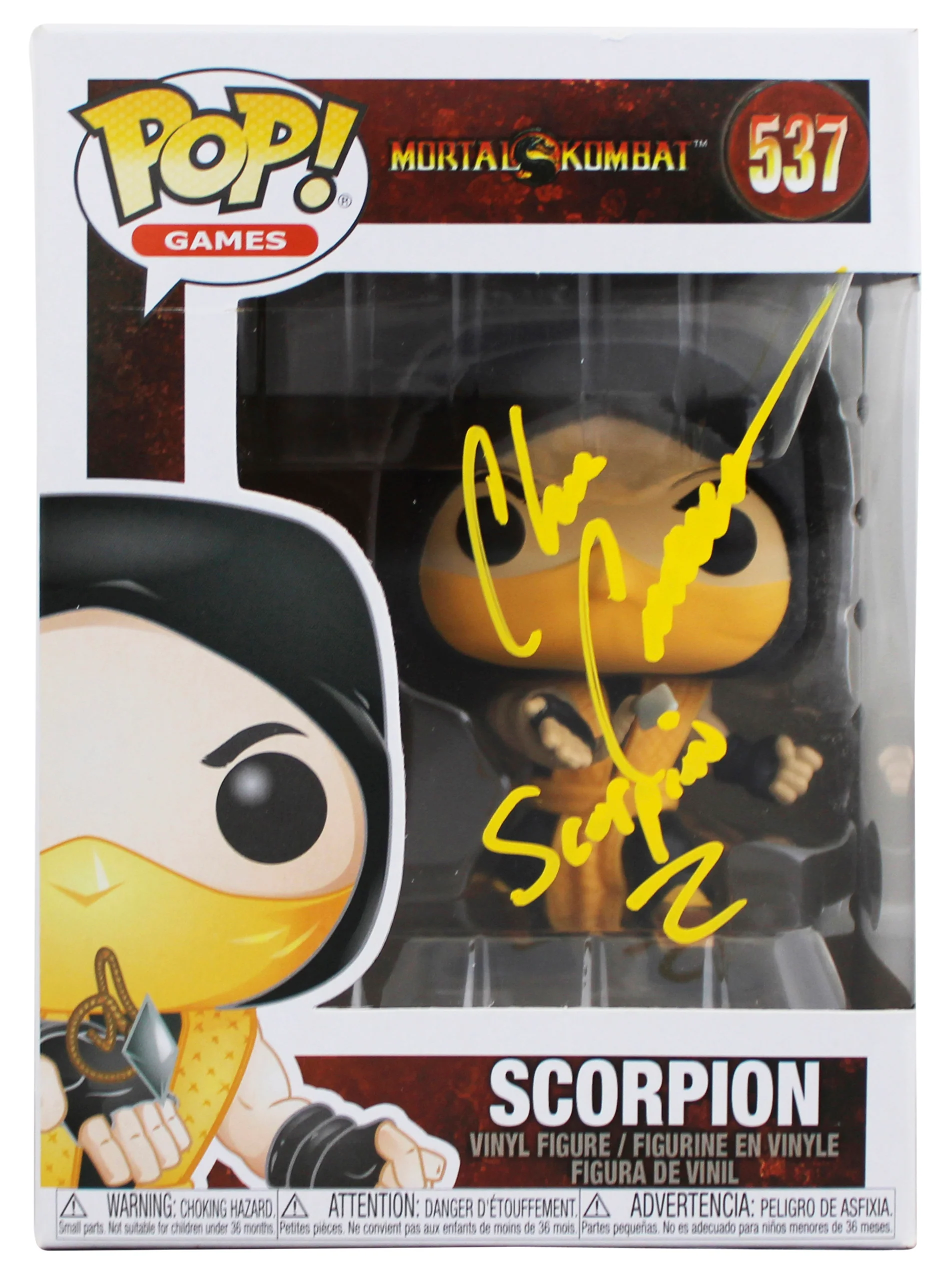Chris Casamassa Signed Mortal Kombat Scorpion #537 Funko Pop Vinyl Figure BAS - Image 2
