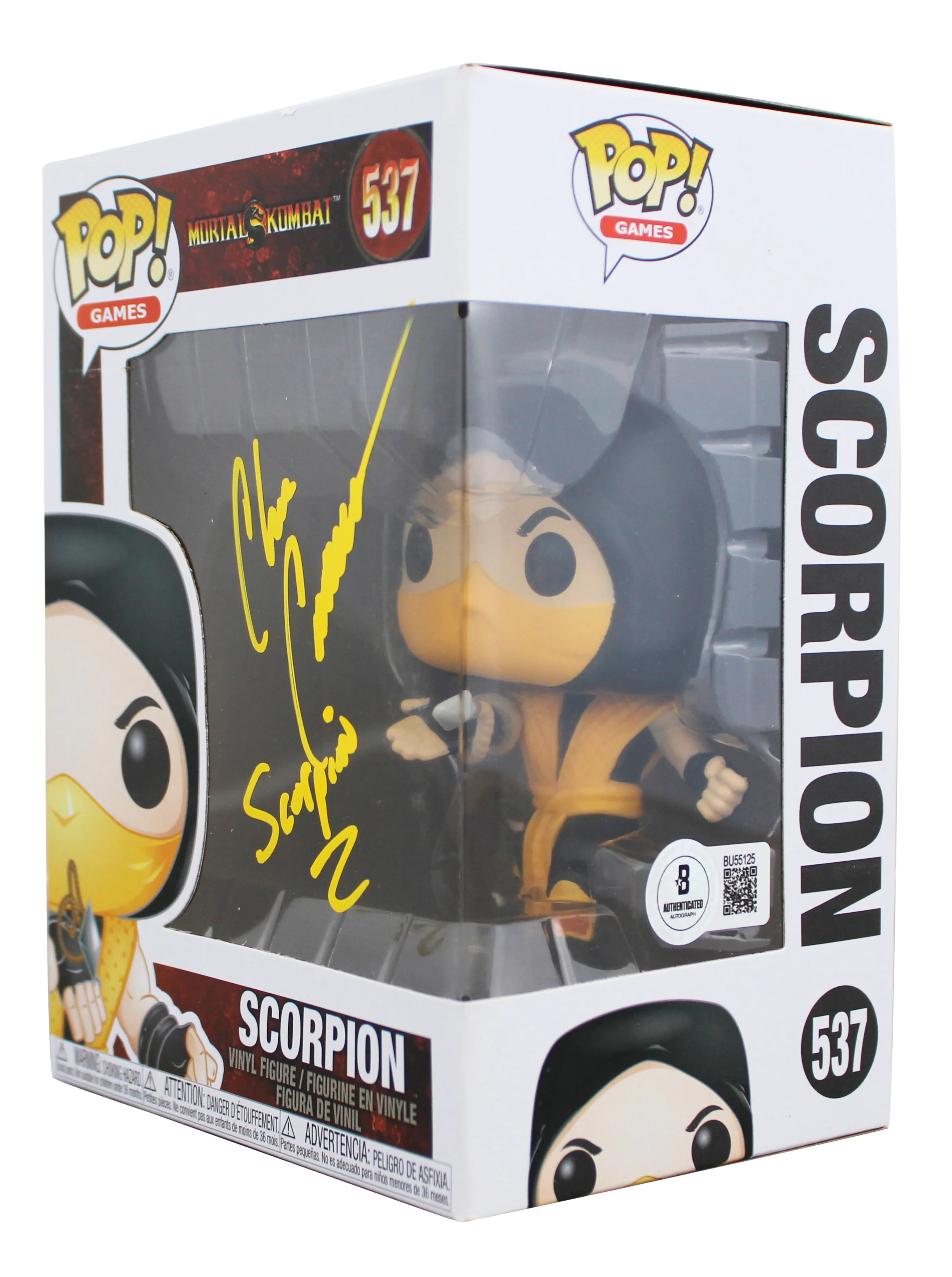 Chris Casamassa Signed Mortal Kombat Scorpion #537 Funko Pop Vinyl Figure BAS - Image 3