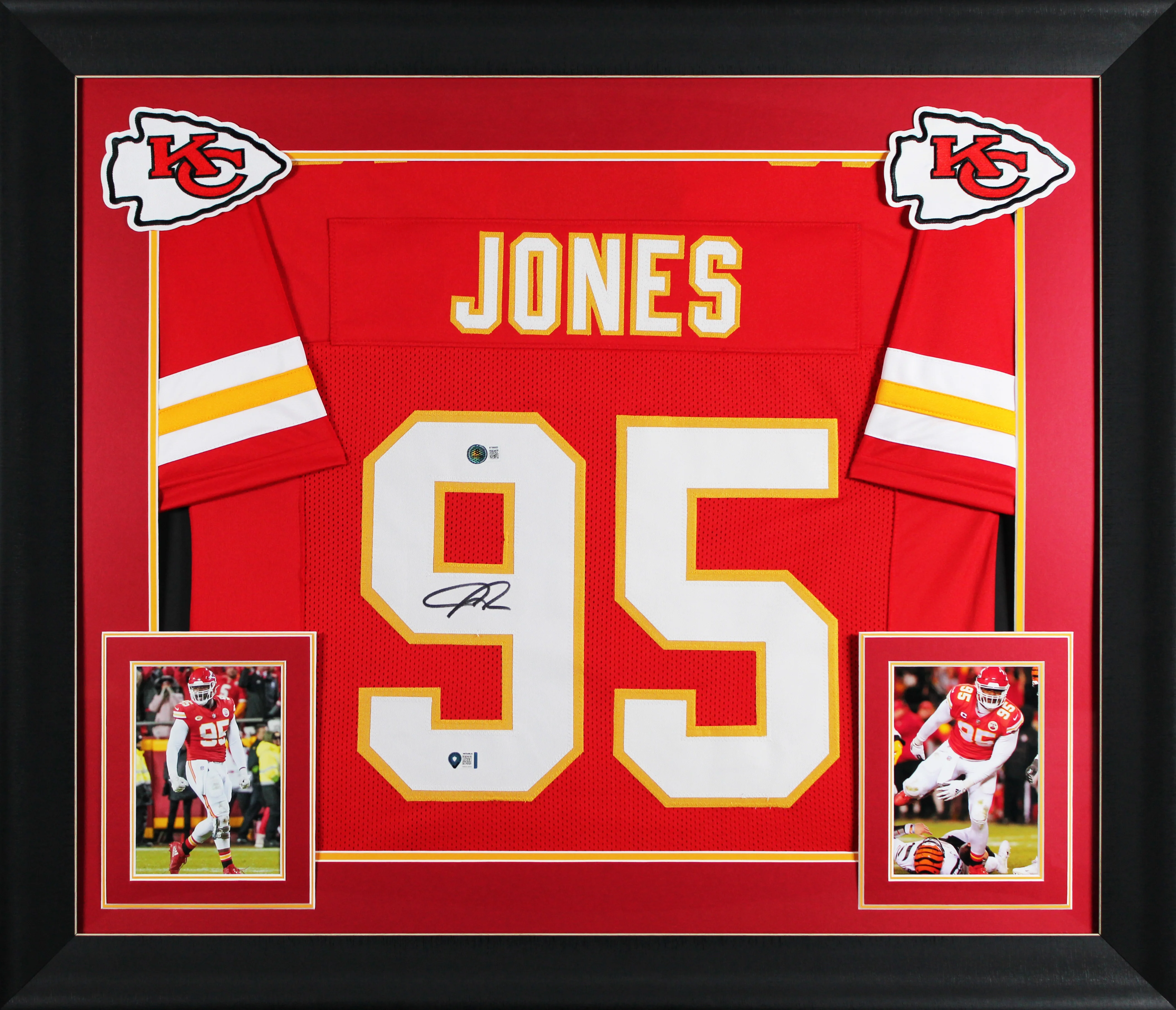 Chris Jones Authentic Signed Red Pro Style Framed Jersey Autographed BAS - Image 2