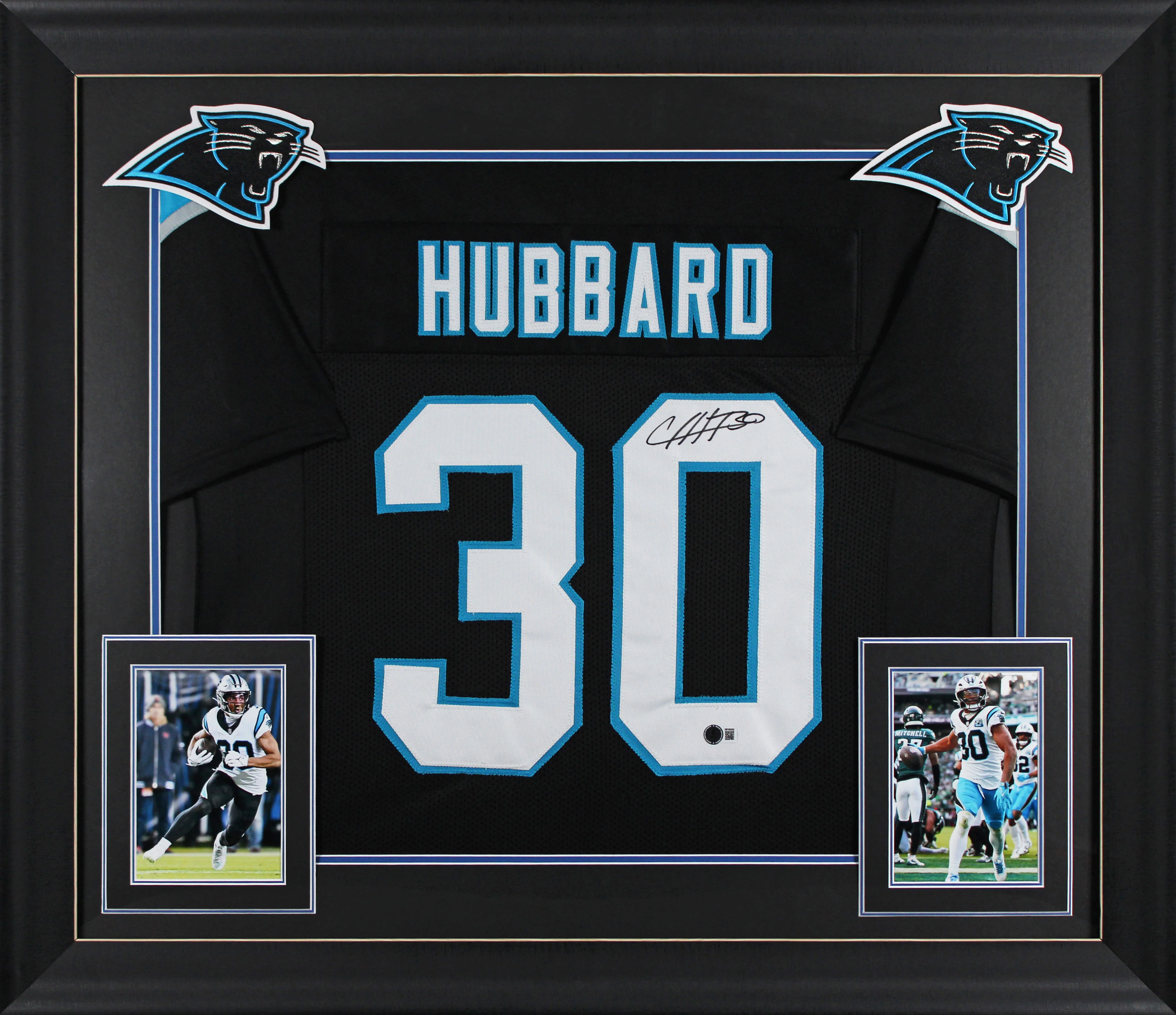 Chuba Hubbard Authentic Signed Black Pro Style Framed Jersey BAS Witnessed 2 - Image 2