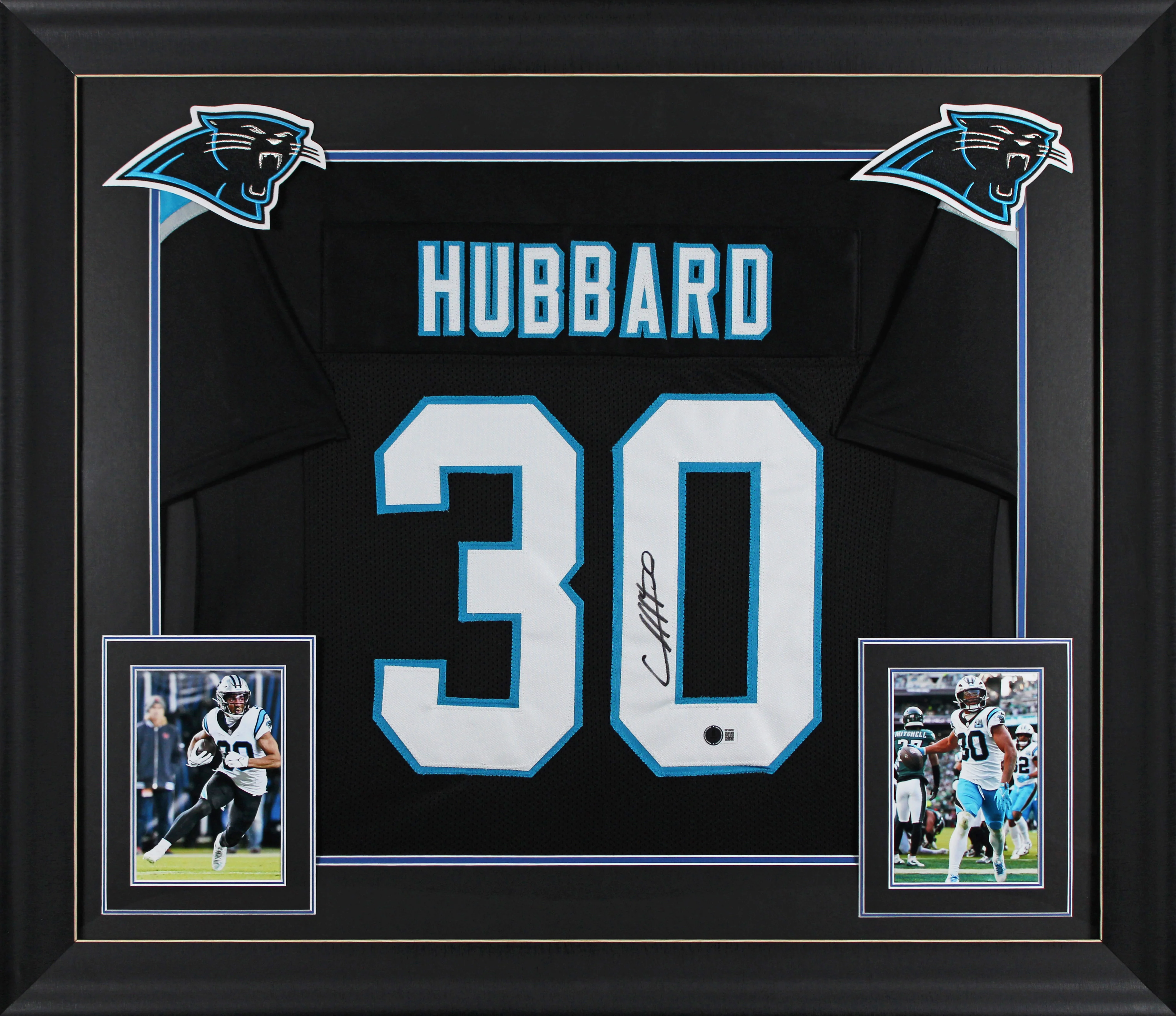 Chuba Hubbard Authentic Signed Black Pro Style Framed Jersey BAS Witnessed - Image 2