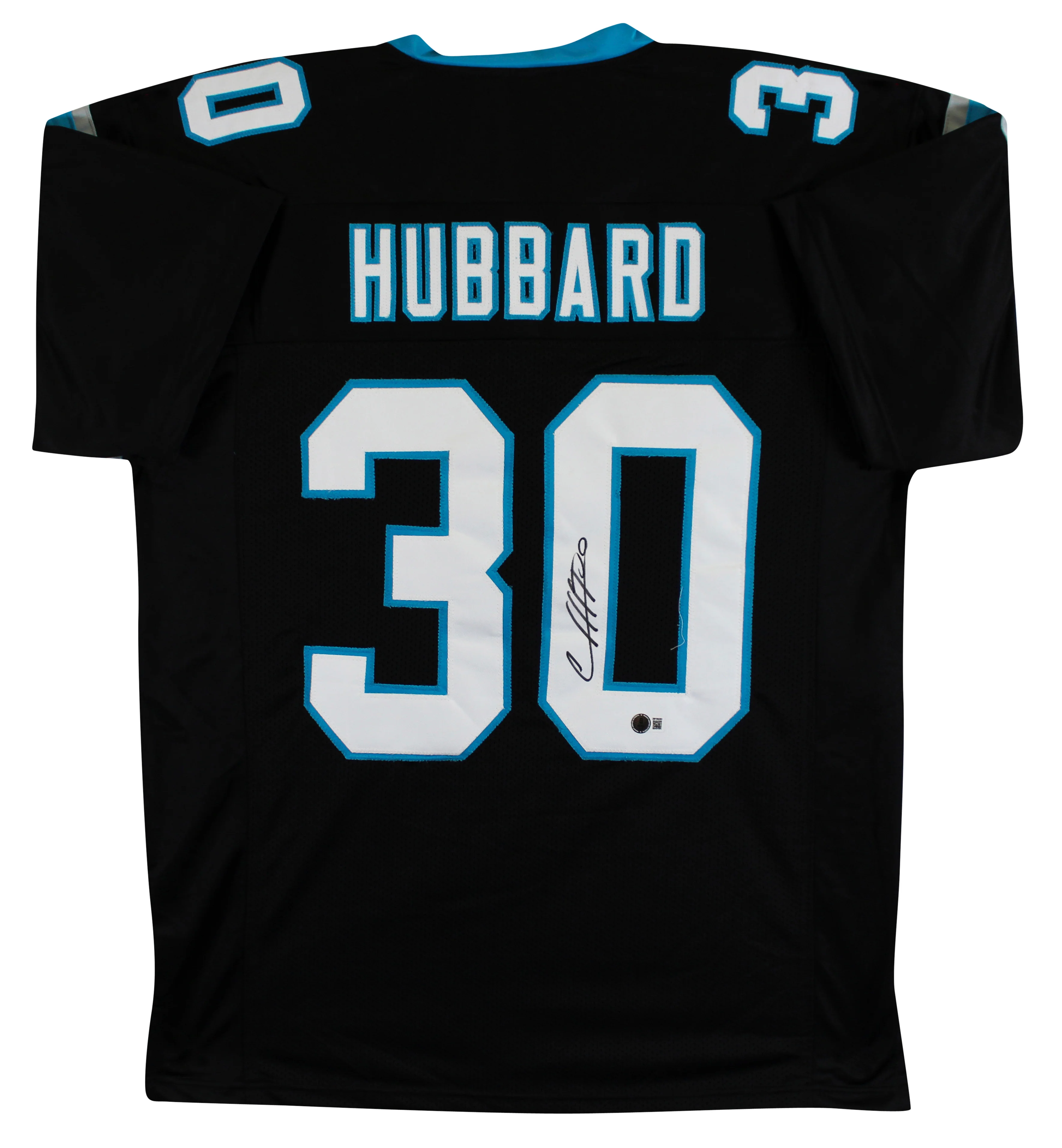 Chuba Hubbard Authentic Signed Black Pro Style Jersey Autographed BAS Witnessed - Image 2