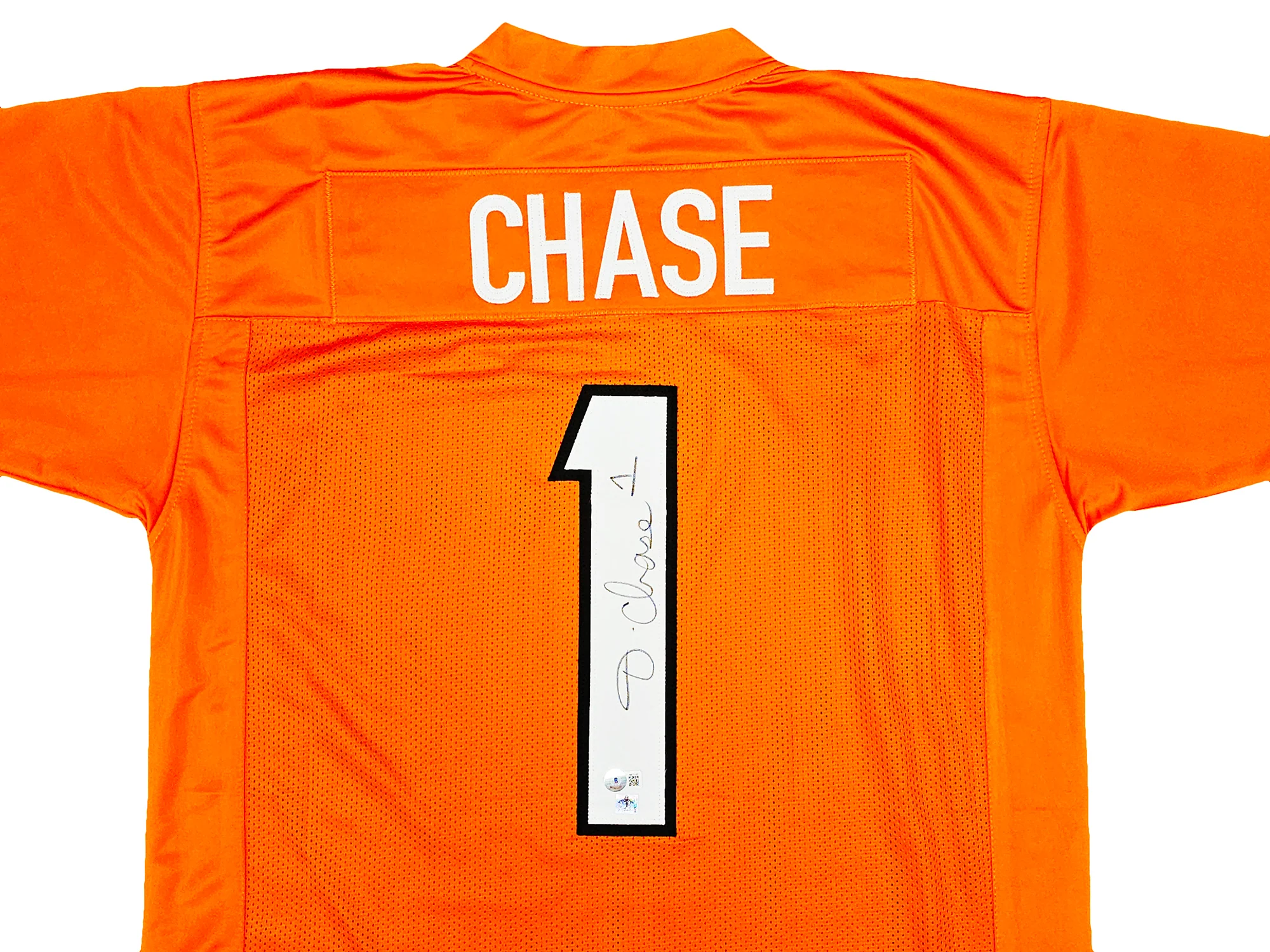 Cincinnati Bengals Ja'Marr Chase Autographed Orange Jersey Beckett BAS Witness Stock #220611 - Image 3