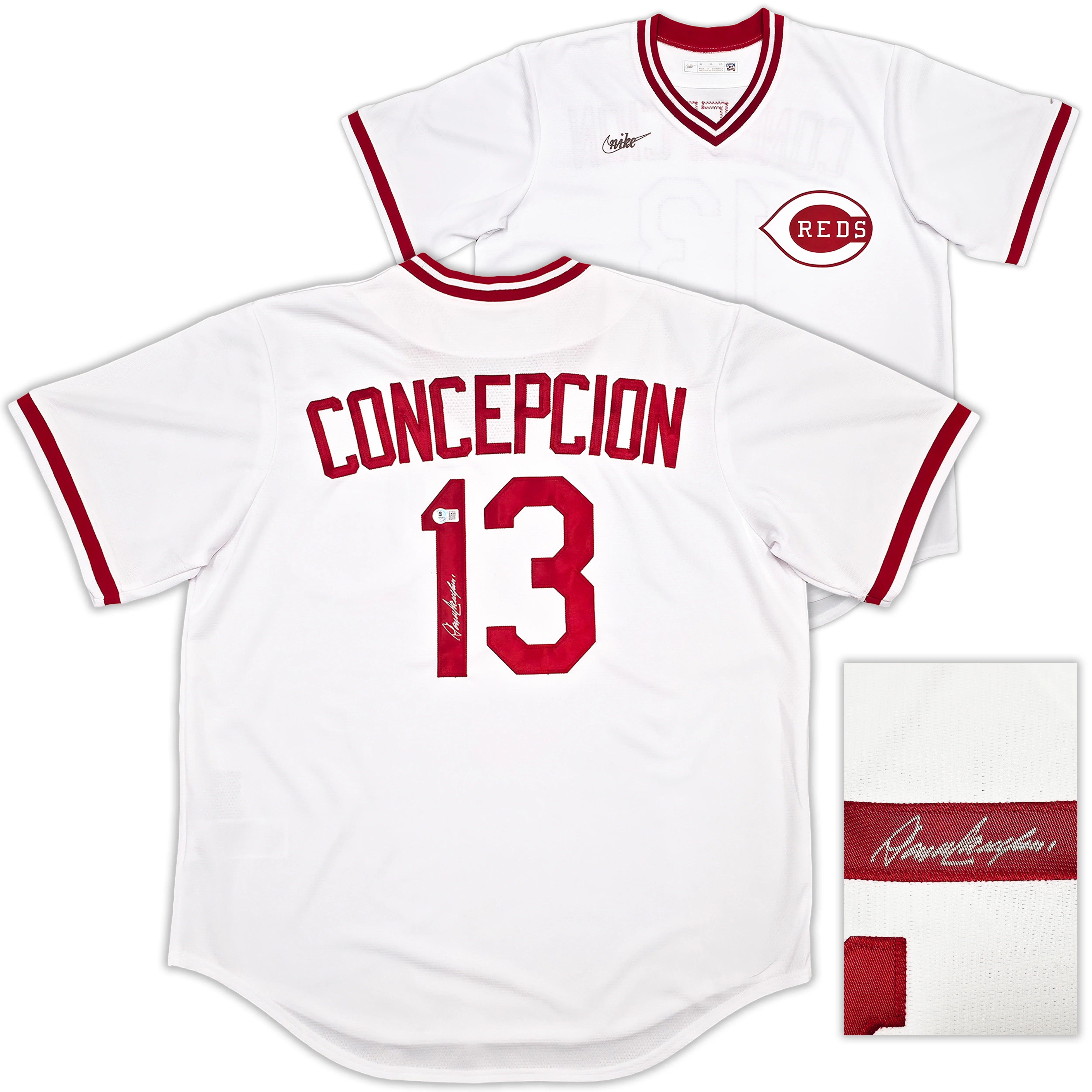 Cincinnati Reds Dave Concepcion Autographed White Nike Cooperstown Collection Jersey Beckett BAS QR Stock #256920