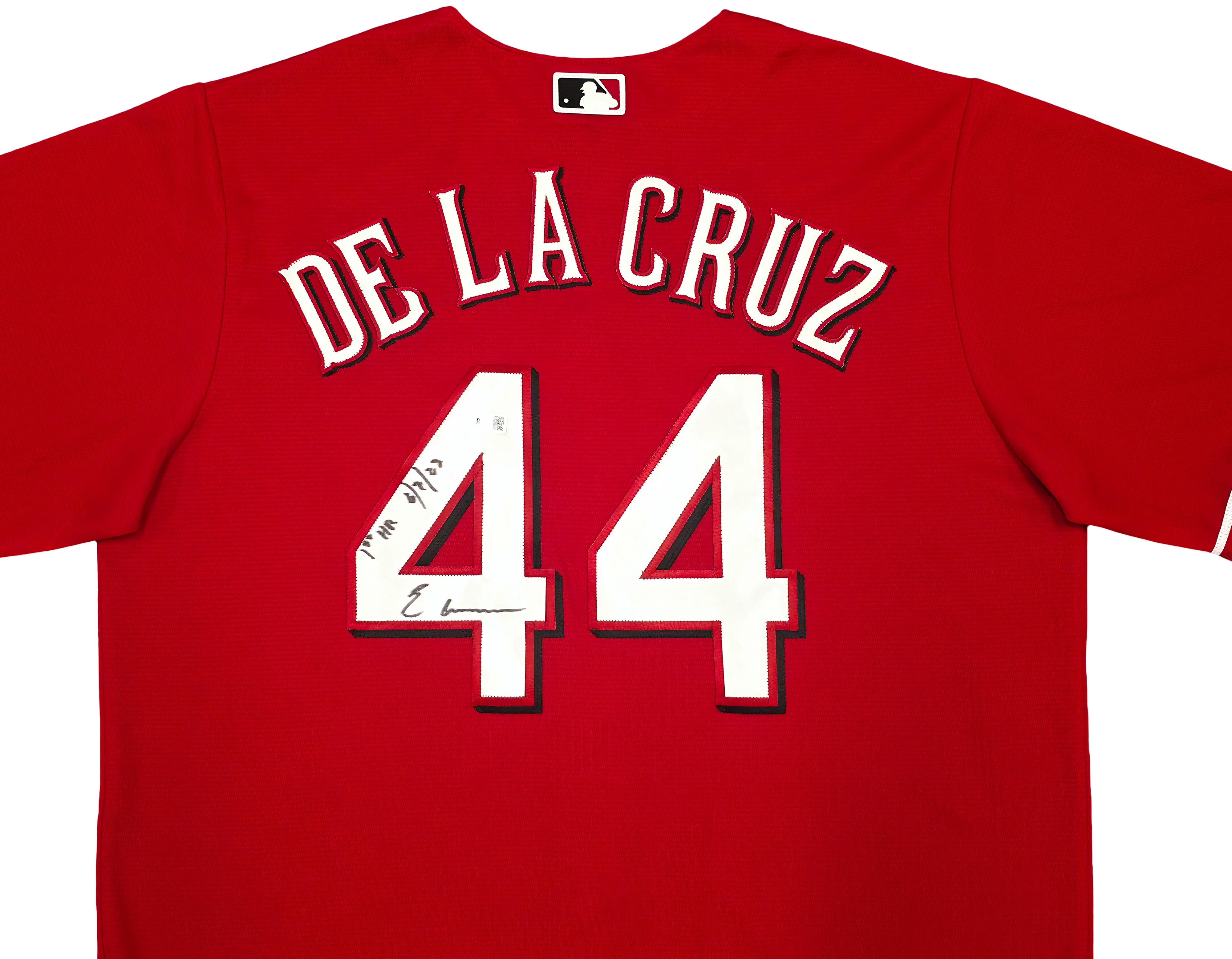 Cincinnati Reds Elly De La Cruz Autographed Red Nike Jersey Size L "1st HR 6/8/23" Beckett BAS Witness Stock #256881 - Image 3