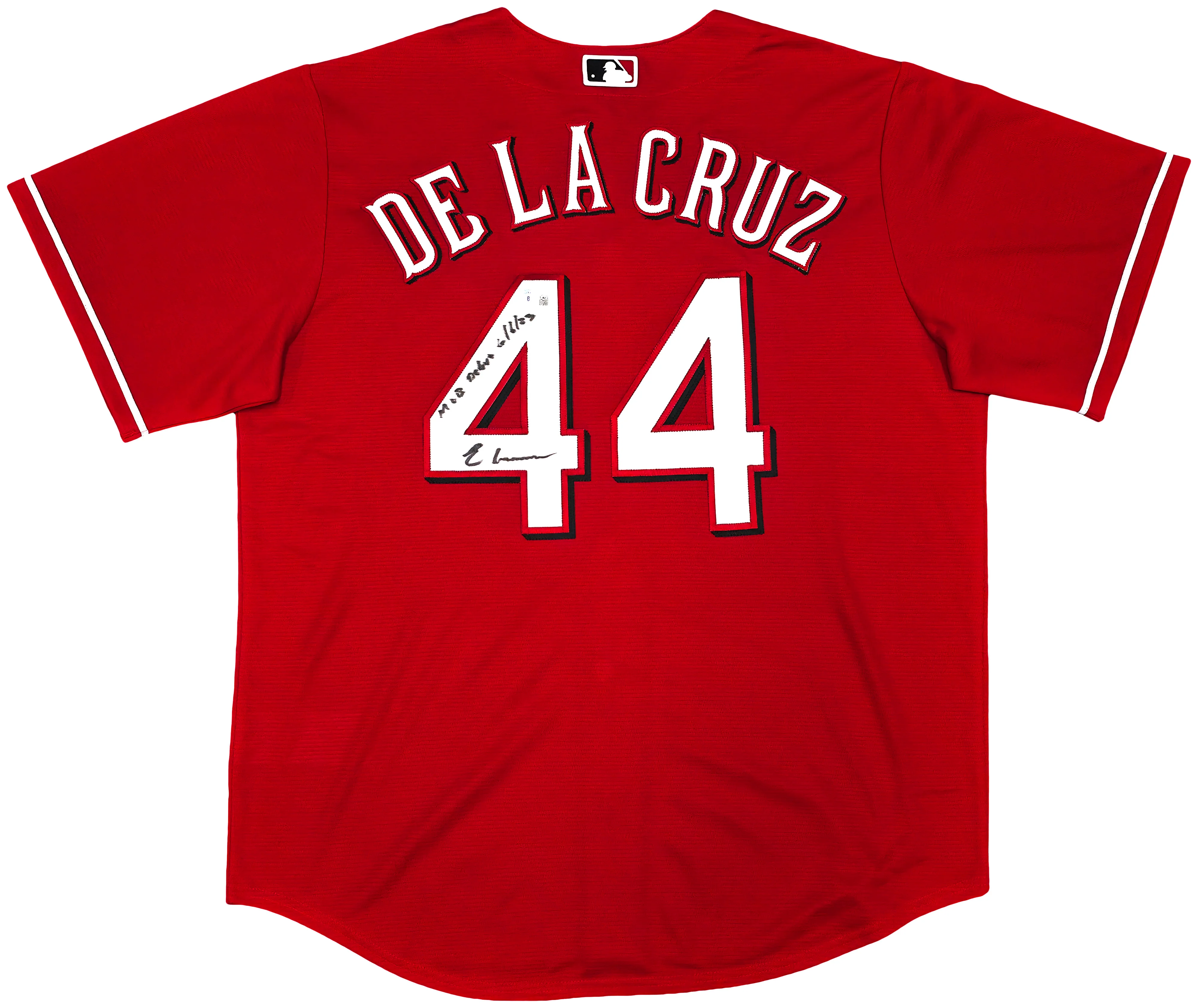 Cincinnati Reds Elly De La Cruz Autographed Red Nike Jersey Size L "MLB Debut 6/6/23" Beckett BAS Witness Stock #256879 - Image 2