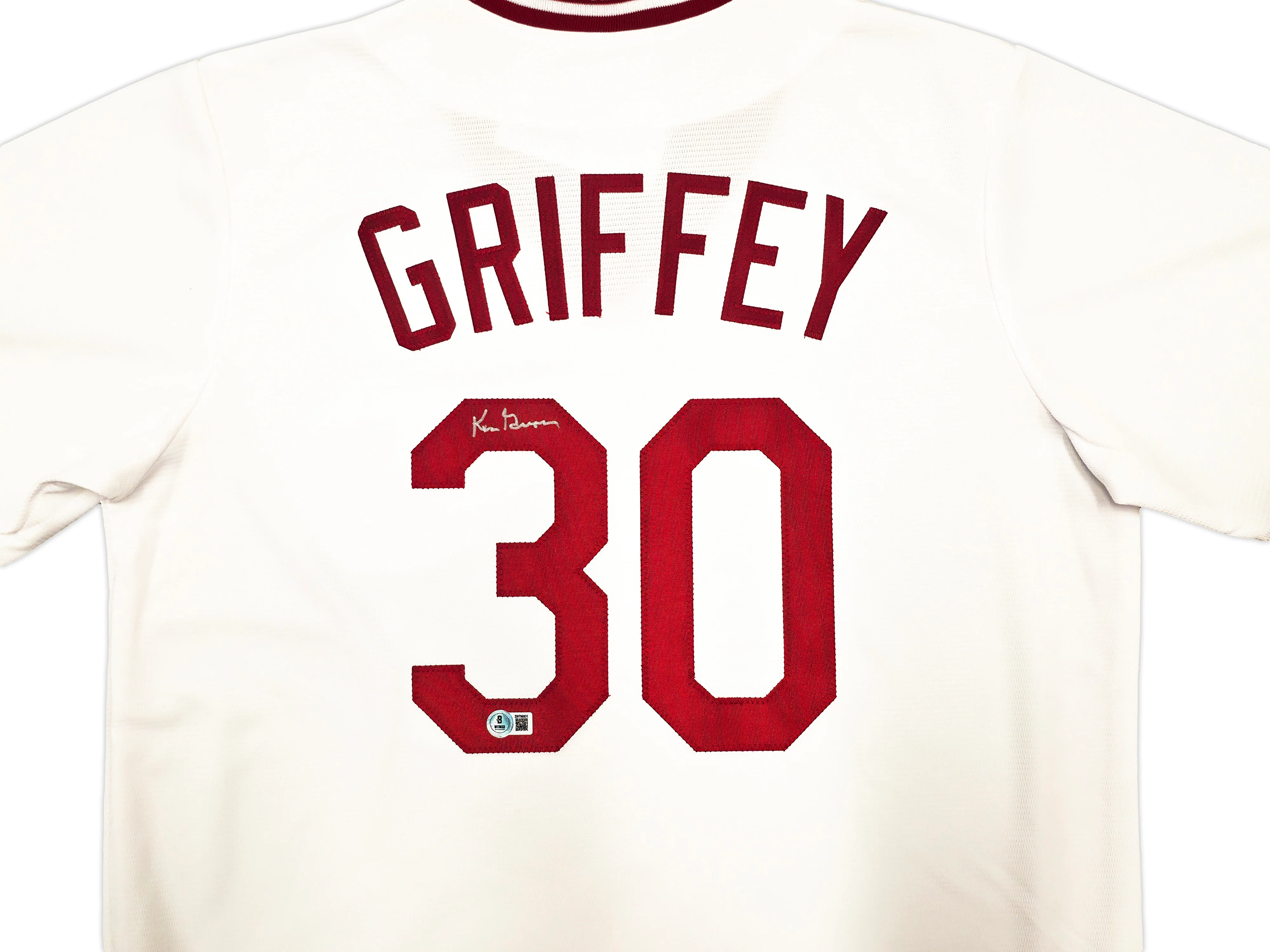 Cincinnati Reds Ken Griffey Sr. Autographed White Nike Cooperstown Collection Jersey Size Large Beckett BAS Witness Stock #252412 - Image 3