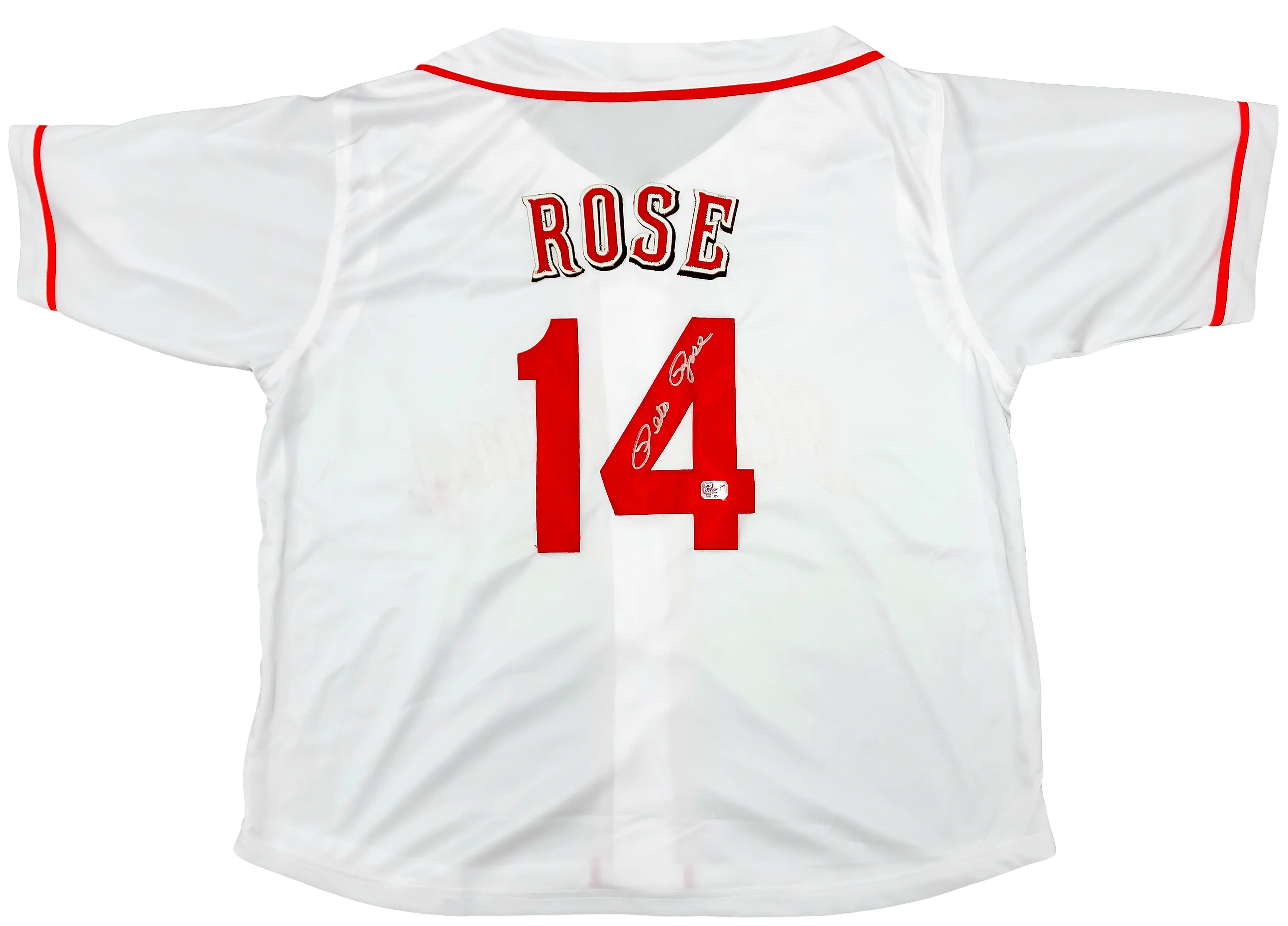 Cincinnati Reds Pete Rose Autographed White Jersey PR Holo Stock #202356 - Image 2