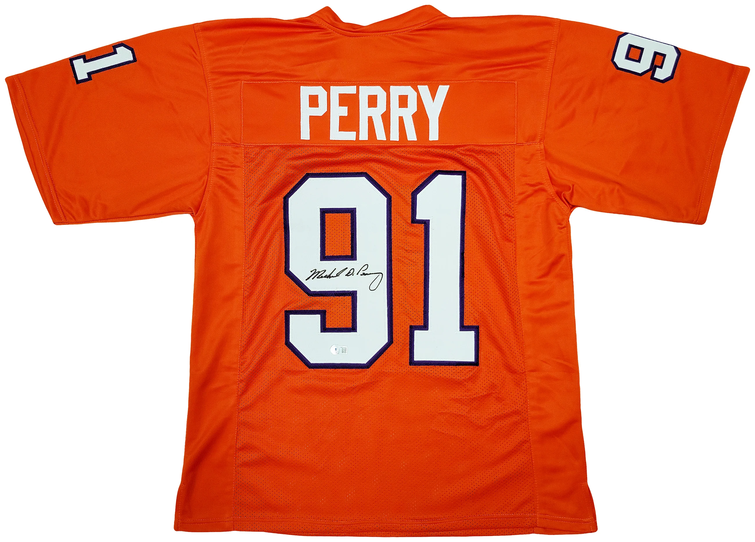 Clemson Tigers Michael Dean Perry Autographed Orange Jersey Beckett BAS QR Stock #205667 - Image 2