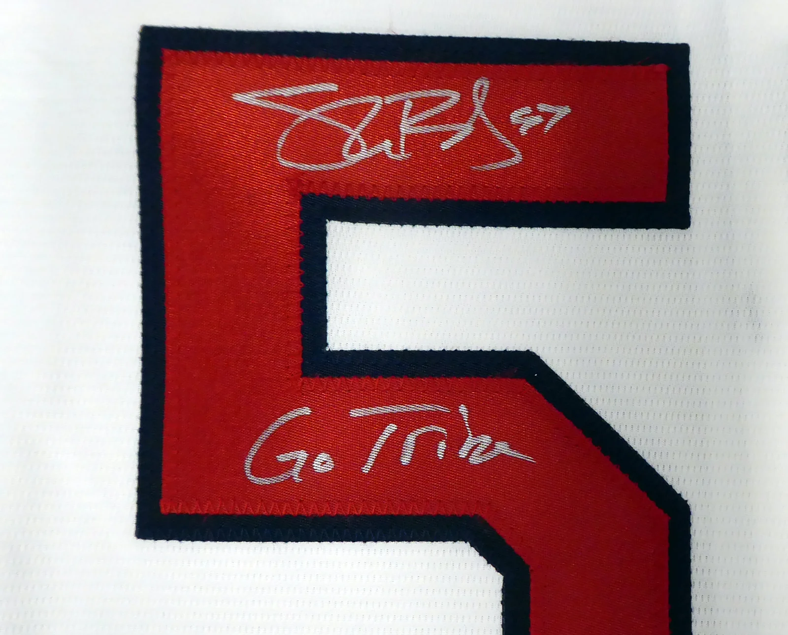 Cleveland Indians Shane Bieber Autographed White Nike Jersey Size XL "Go Tribe" Beckett BAS Stock #190030 - Image 3