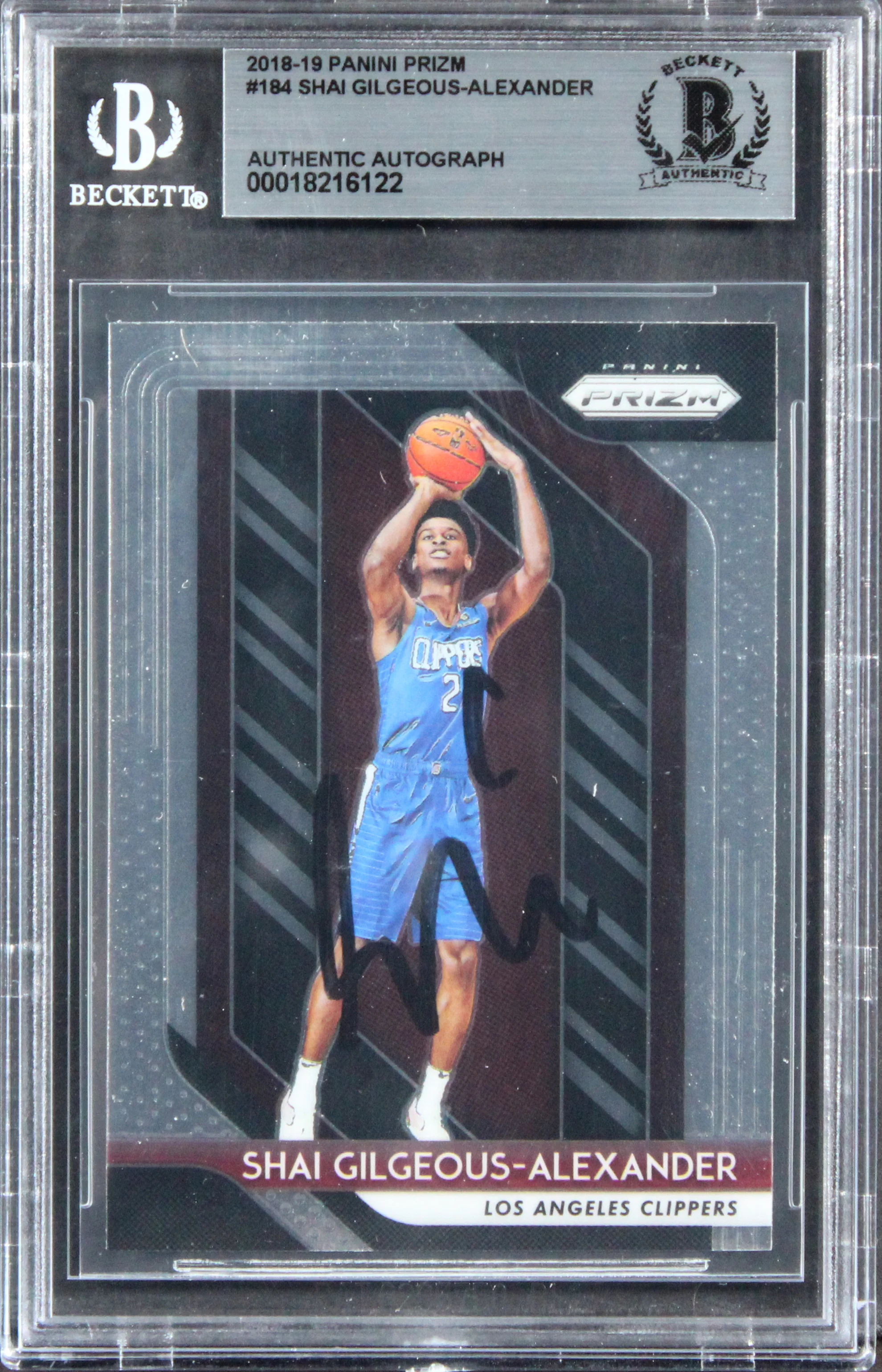 Clippers Shai Gilgeous-Alexander Signed 2018 Panini Prizm #184 RC Card BAS Slab - Image 2