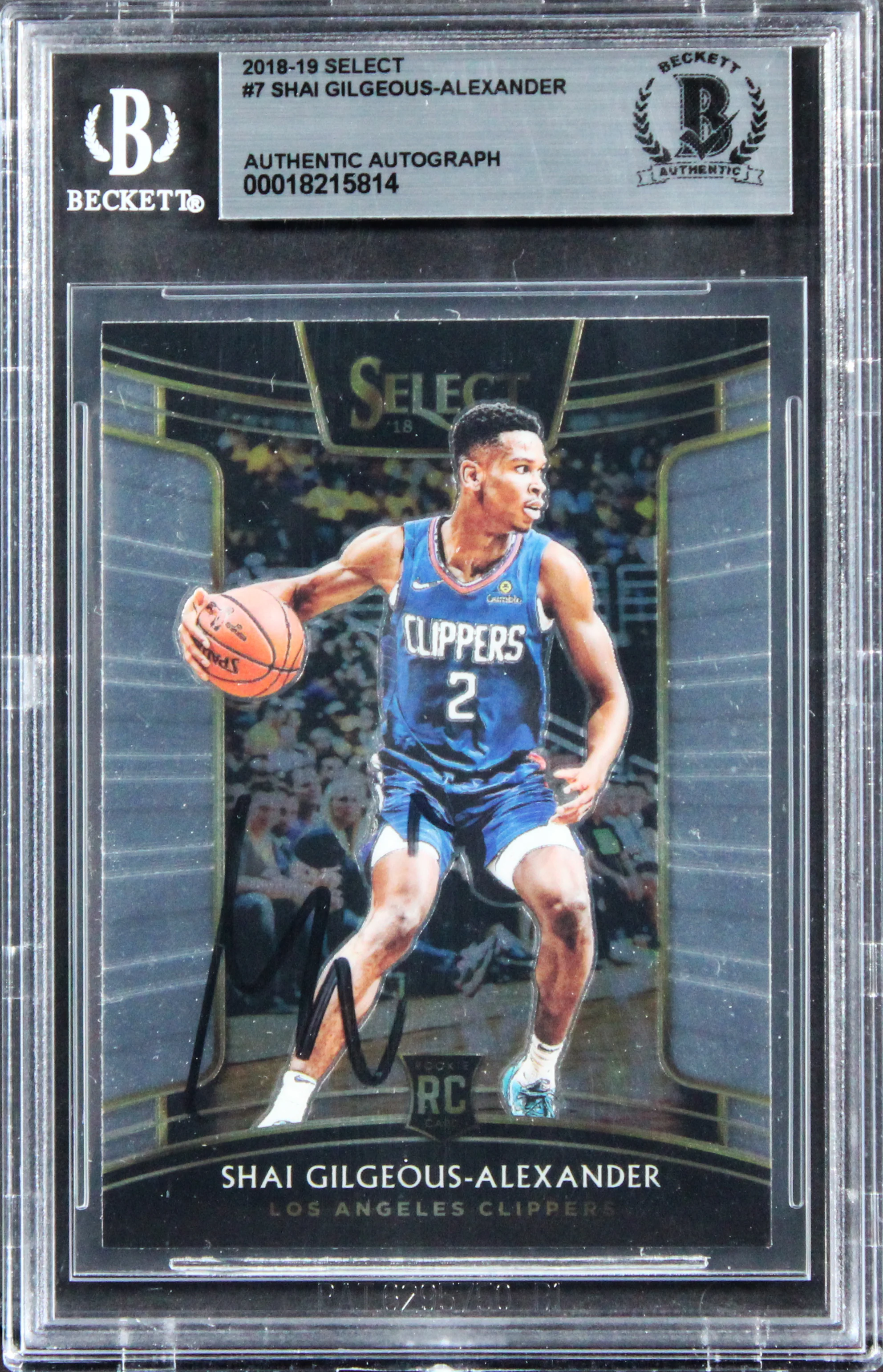 Clippers Shai Gilgeous-Alexander Signed 2018 Select #7 Rookie Card BAS Slabbed - Image 2