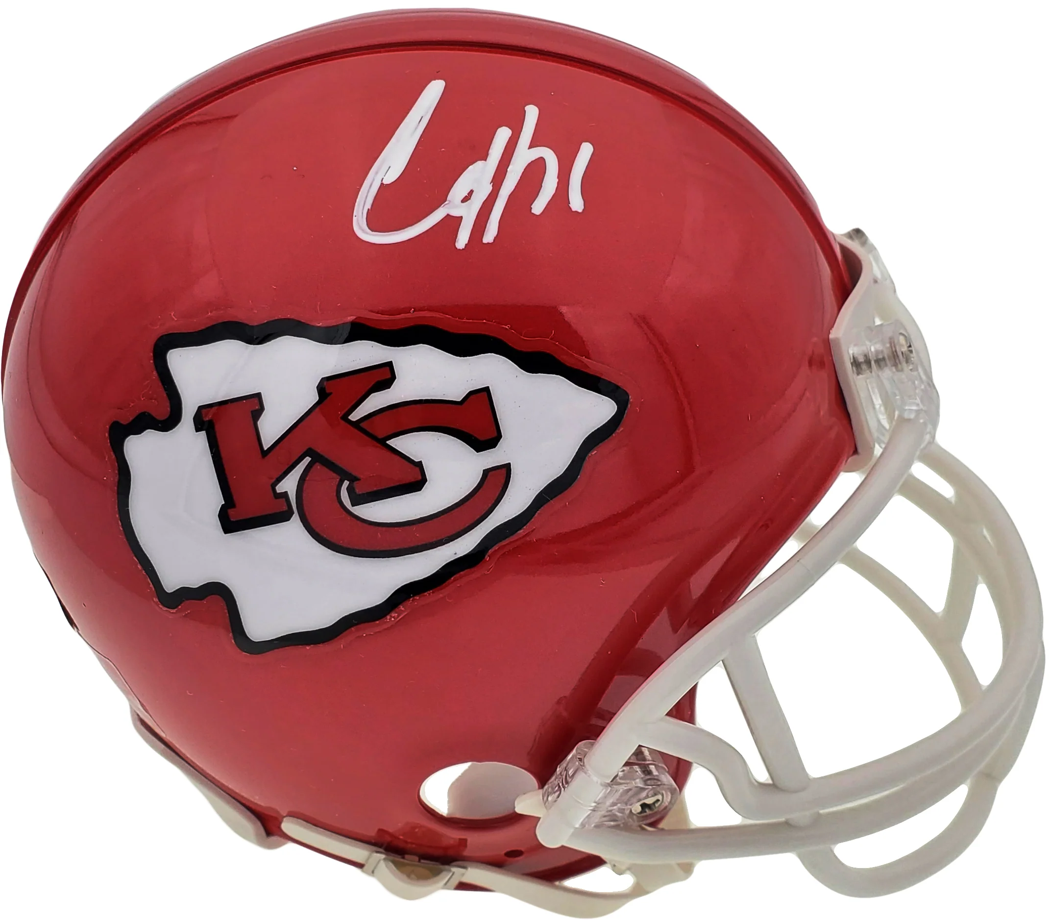 Clyde Edwards-Helaire Autographed Kansas City Chiefs Red Mini Helmet Beckett BAS QR Stock #193781