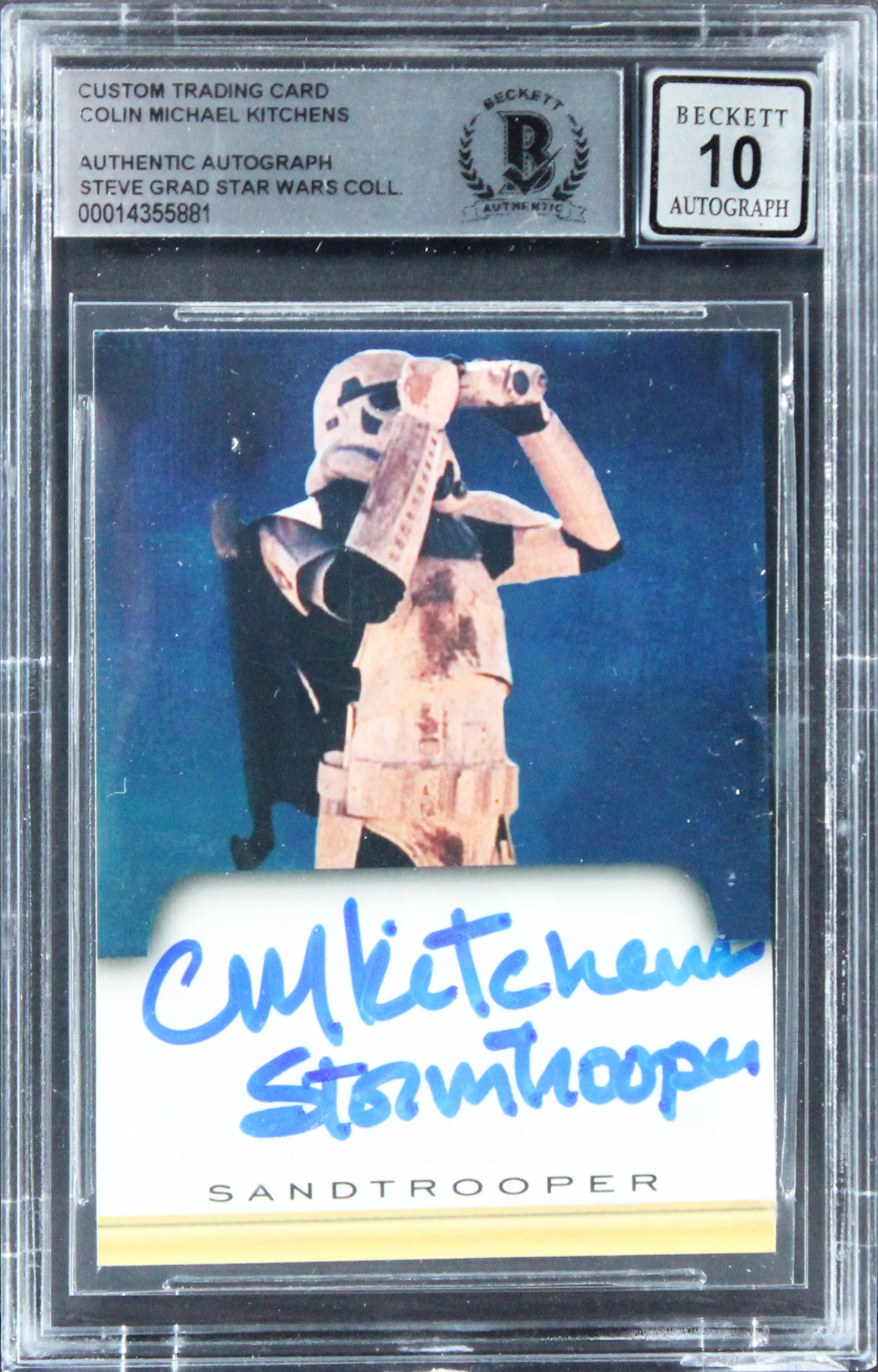 Colin Michael Kitchens Star Wars W/ Insc Signed Custom Card Auto 10! BAS Slabbed - Image 2