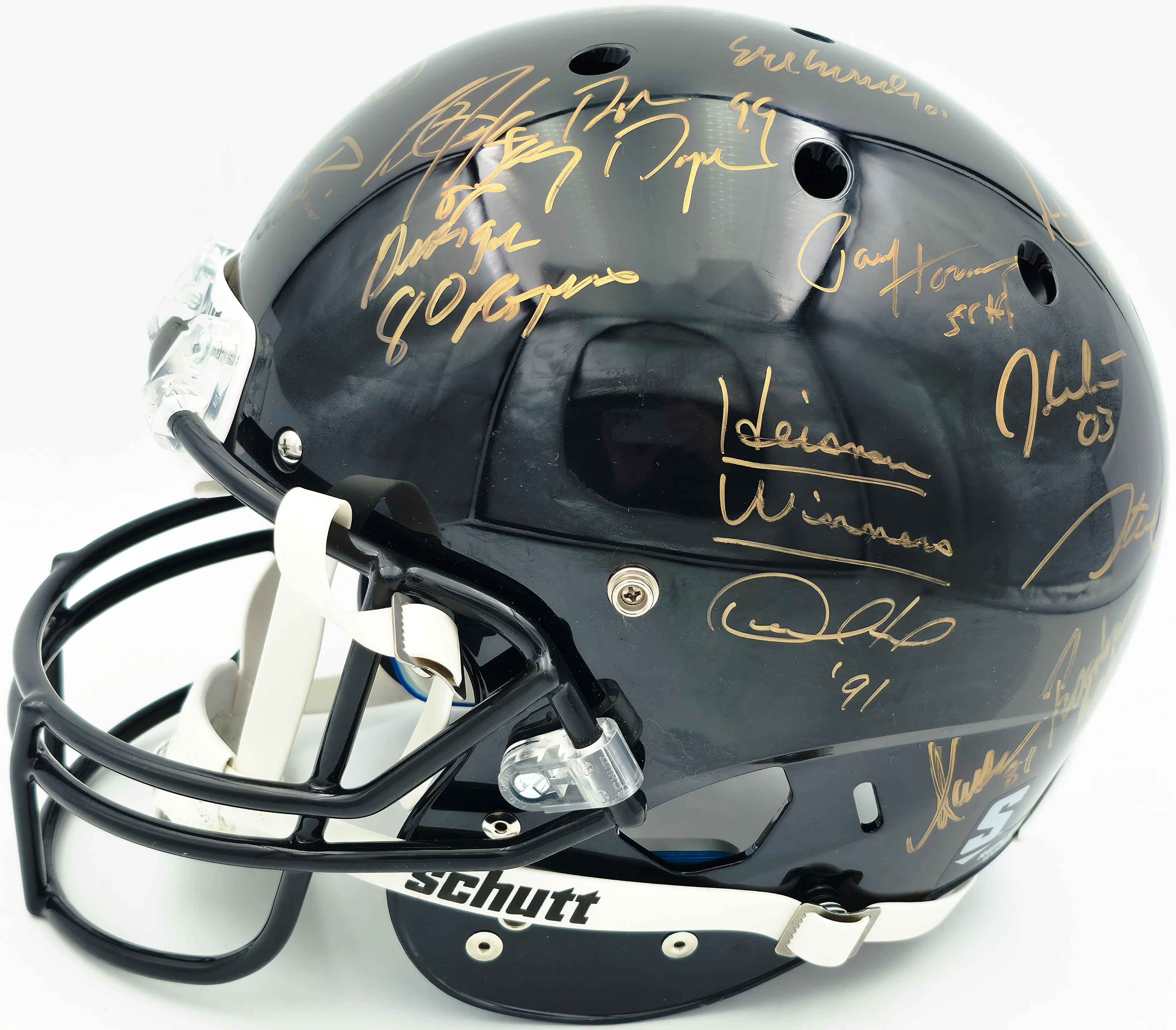College Football's Best Heisman Winners Autographed Black Full Size Schutt Replica Helmet With 24 Signatures Including Barry Sanders & Bo Jackson Steiner Holo #SS149099 - Image 2