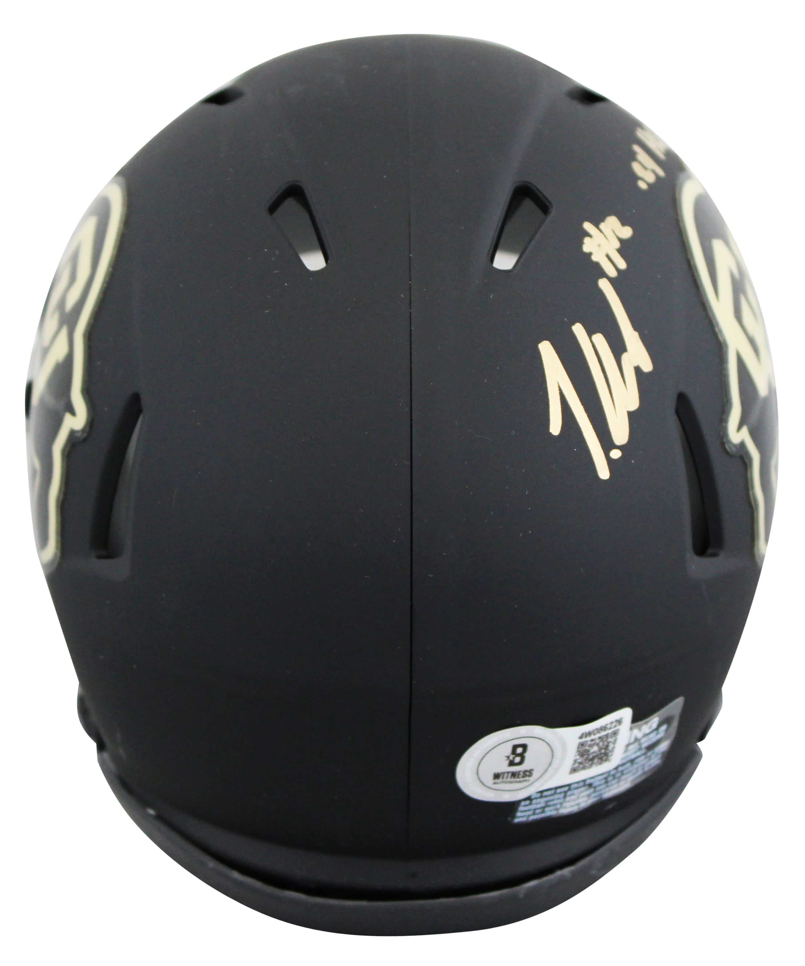 Colorado Travis Hunter "24 Heisman" Signed Black Speed Mini Helmet BAS Witnessed - Image 3