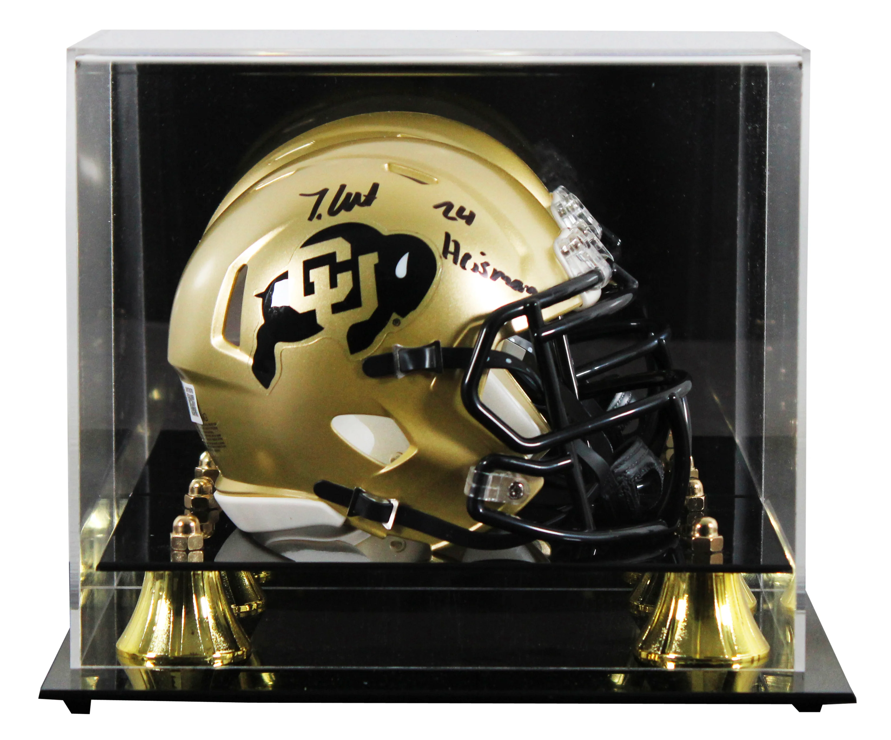 Colorado Travis Hunter "24 Heisman" Signed Speed Mini Helmet W/ Case BAS Witness - Image 2