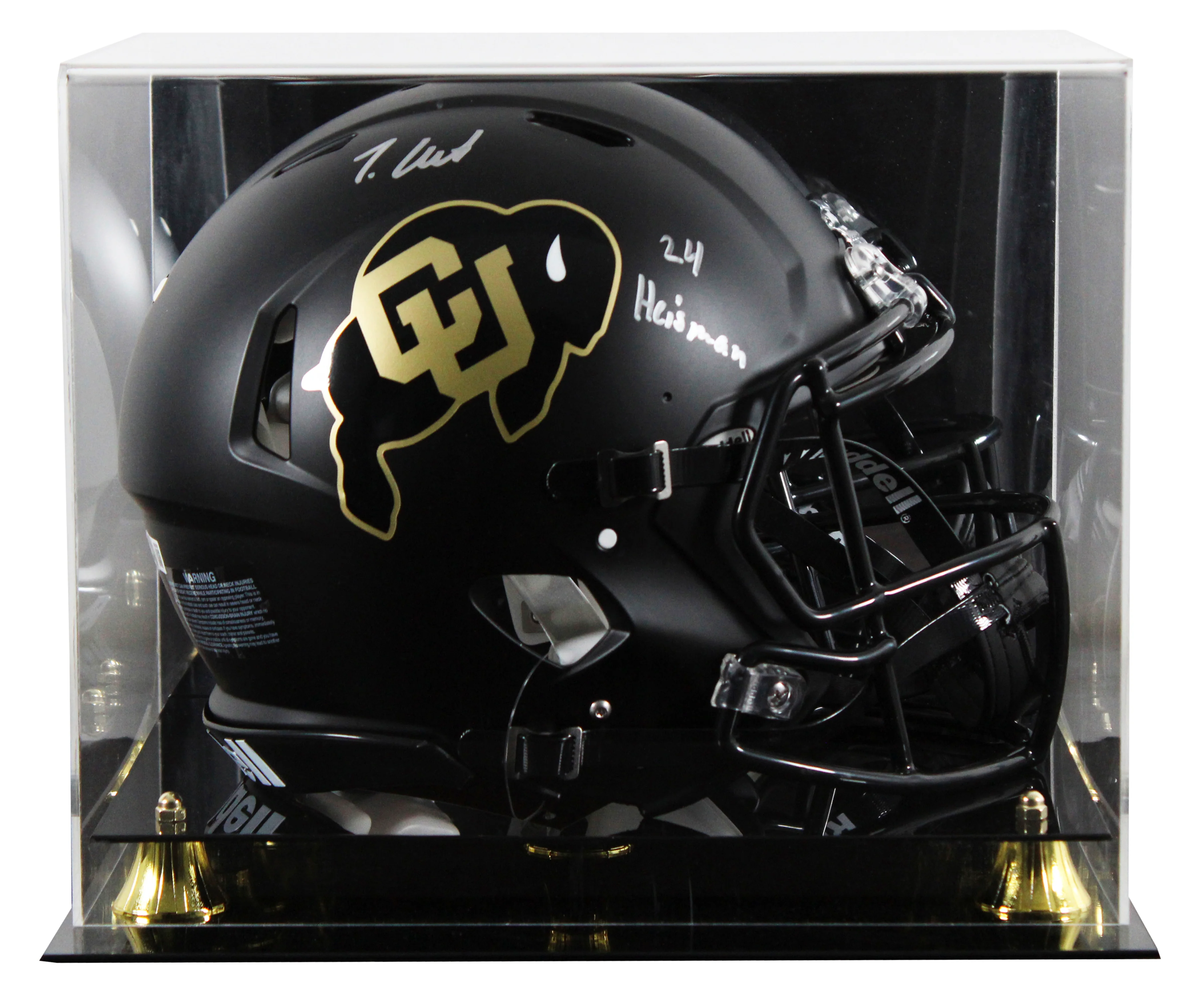 Colorado Travis Hunter "24 HT" Signed Black F/S Speed Proline Helmet W/ Case BAS - Image 2