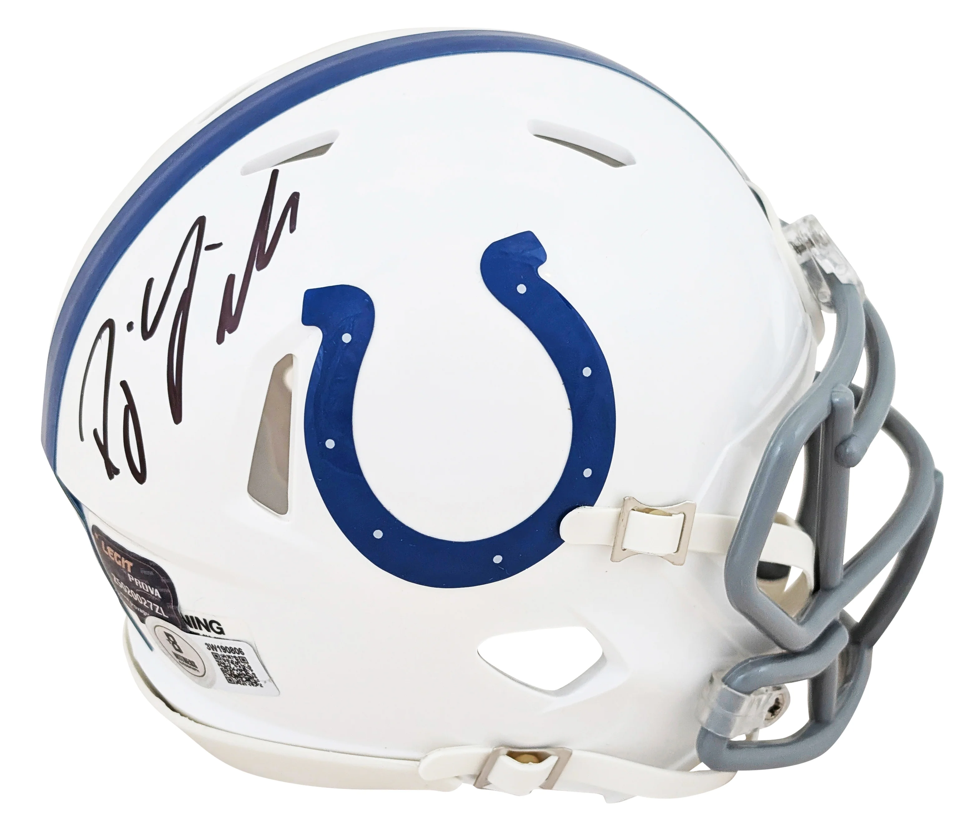 Colts D.J. Giddens Authentic Signed Speed Mini Helmet Autographed BAS Witnessed - Image 2