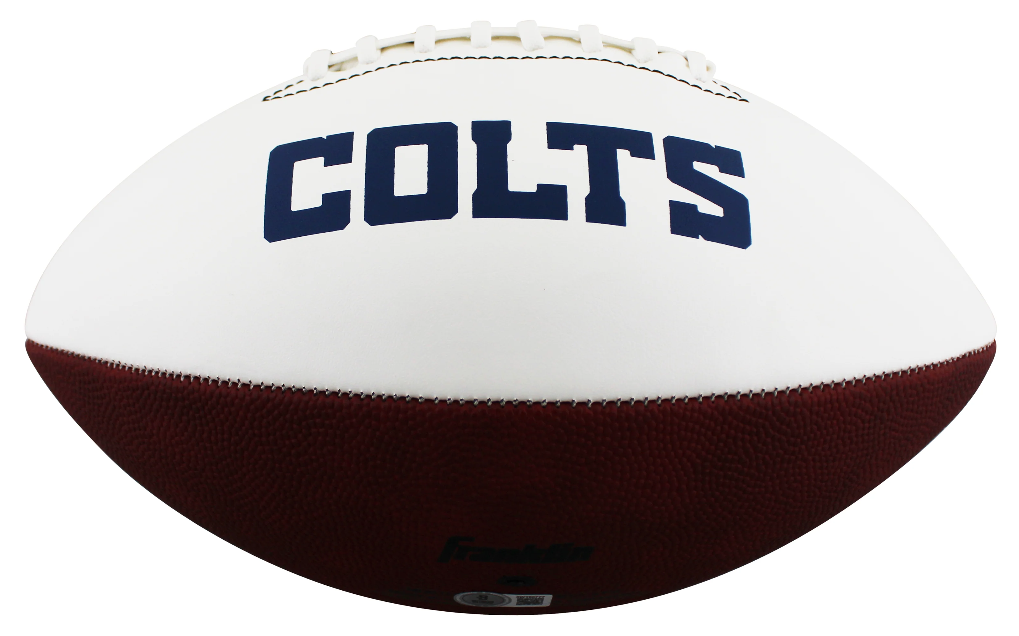 Colts D.J. Giddens Signed Franklin White Panel Logo Football W/ Case BAS Witness - Image 5