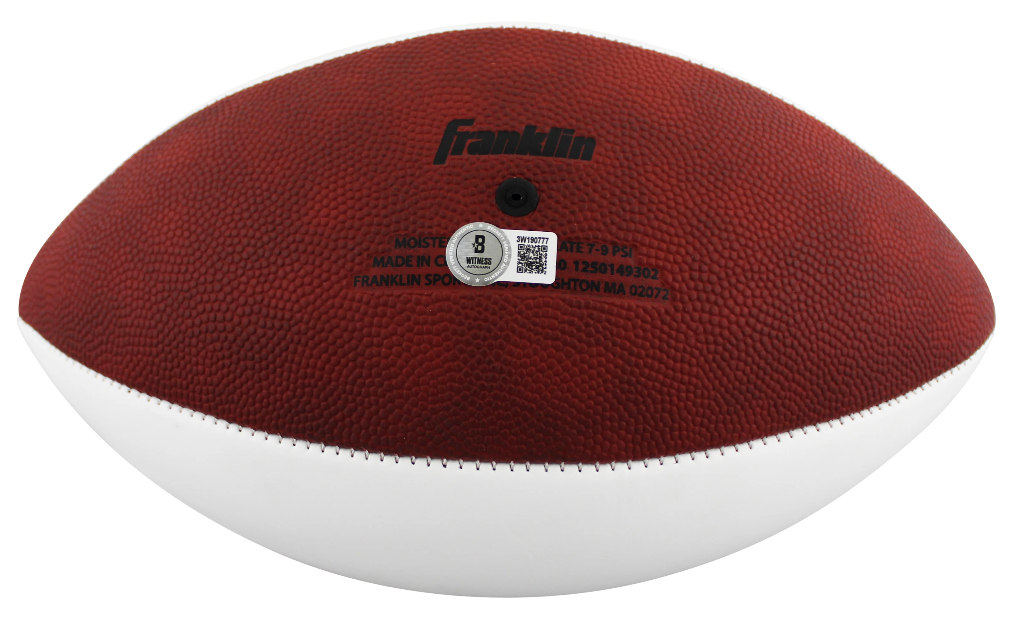 Colts D.J. Giddens Signed Franklin White Panel Logo Football W/ Case BAS Witness - Image 6