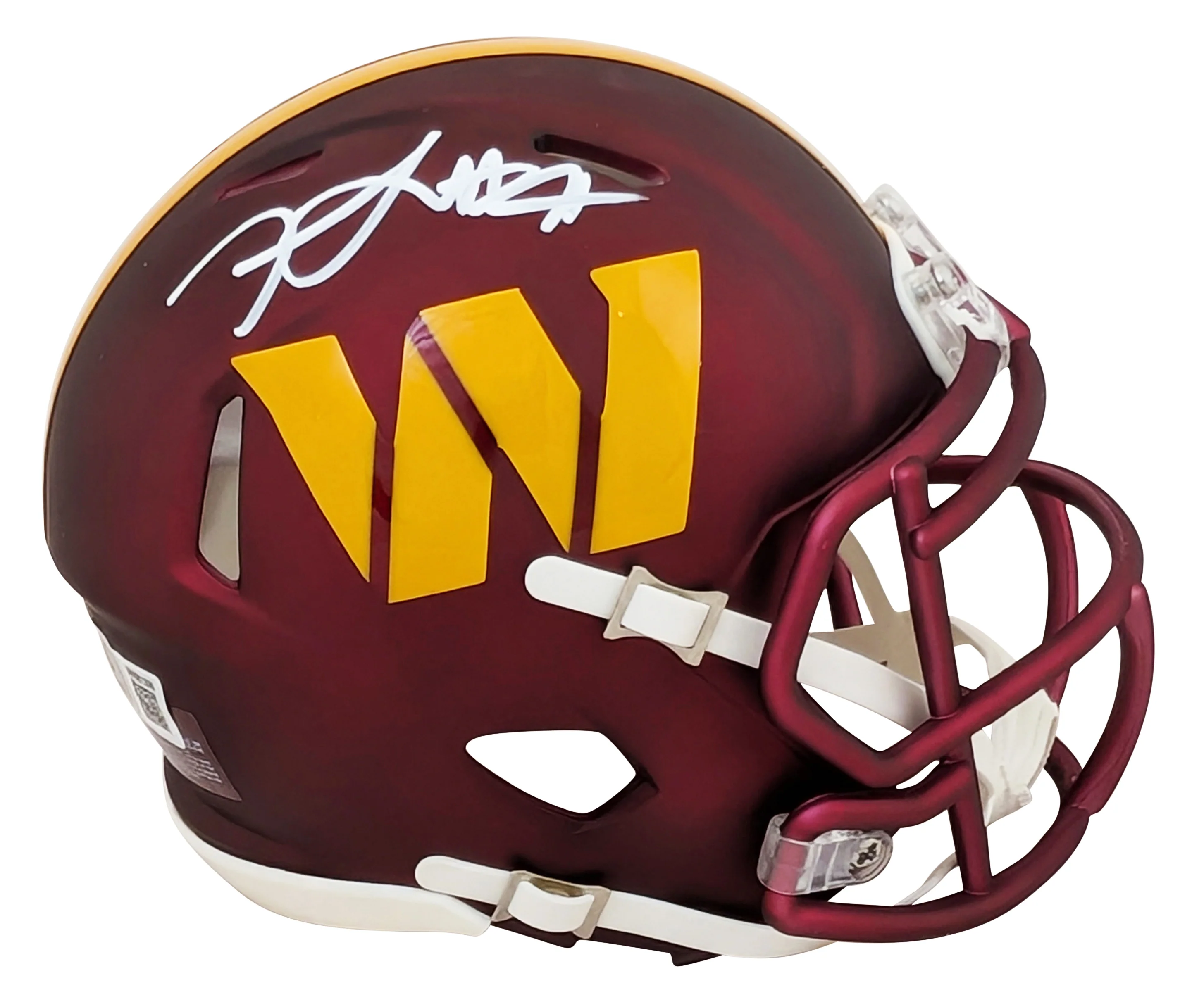 Commanders Frankie Luvu Authentic Signed Speed Mini Helmet W/ Case BAS Witnessed - Image 3