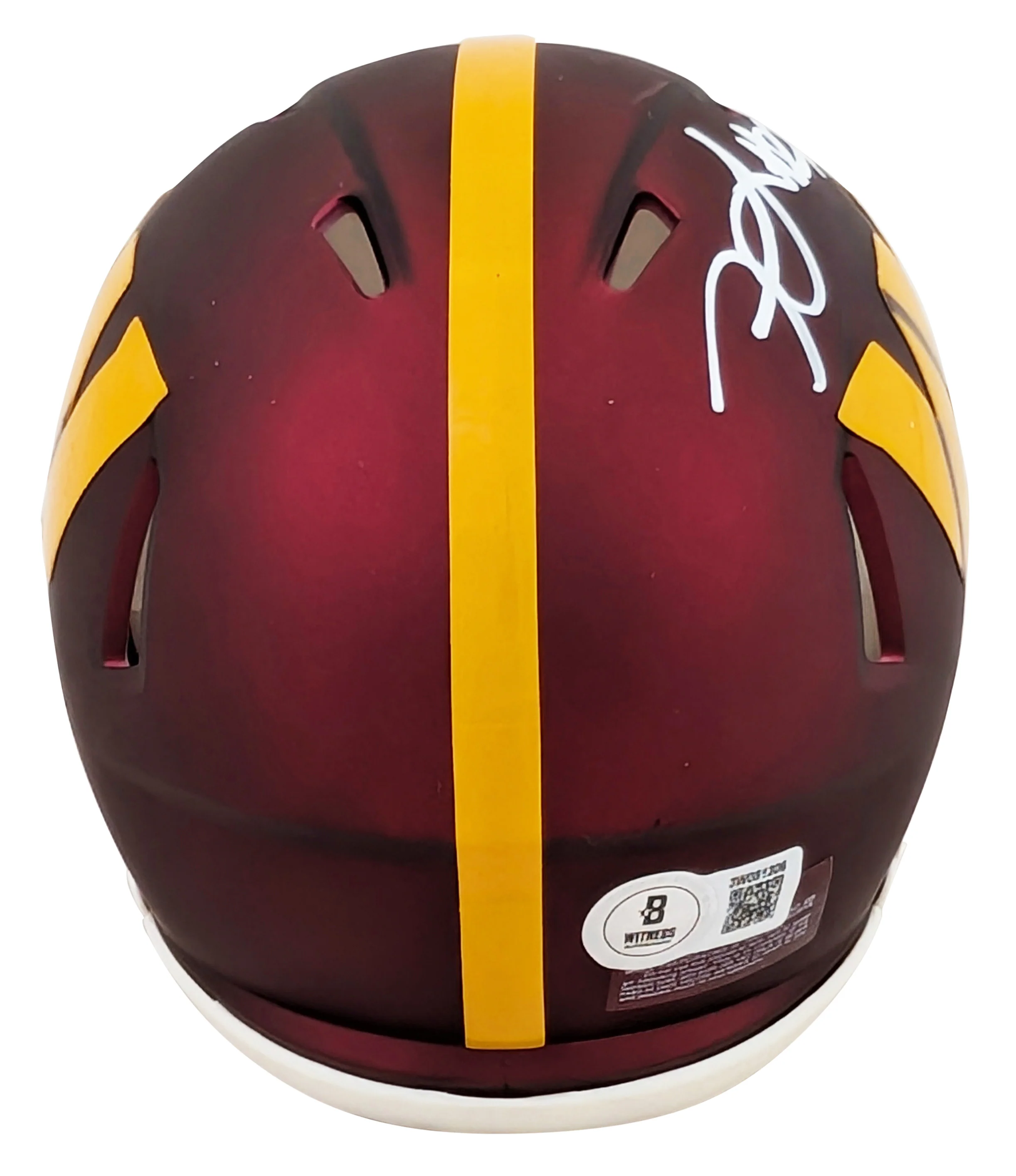 Commanders Frankie Luvu Authentic Signed Speed Mini Helmet W/ Case BAS Witnessed - Image 4