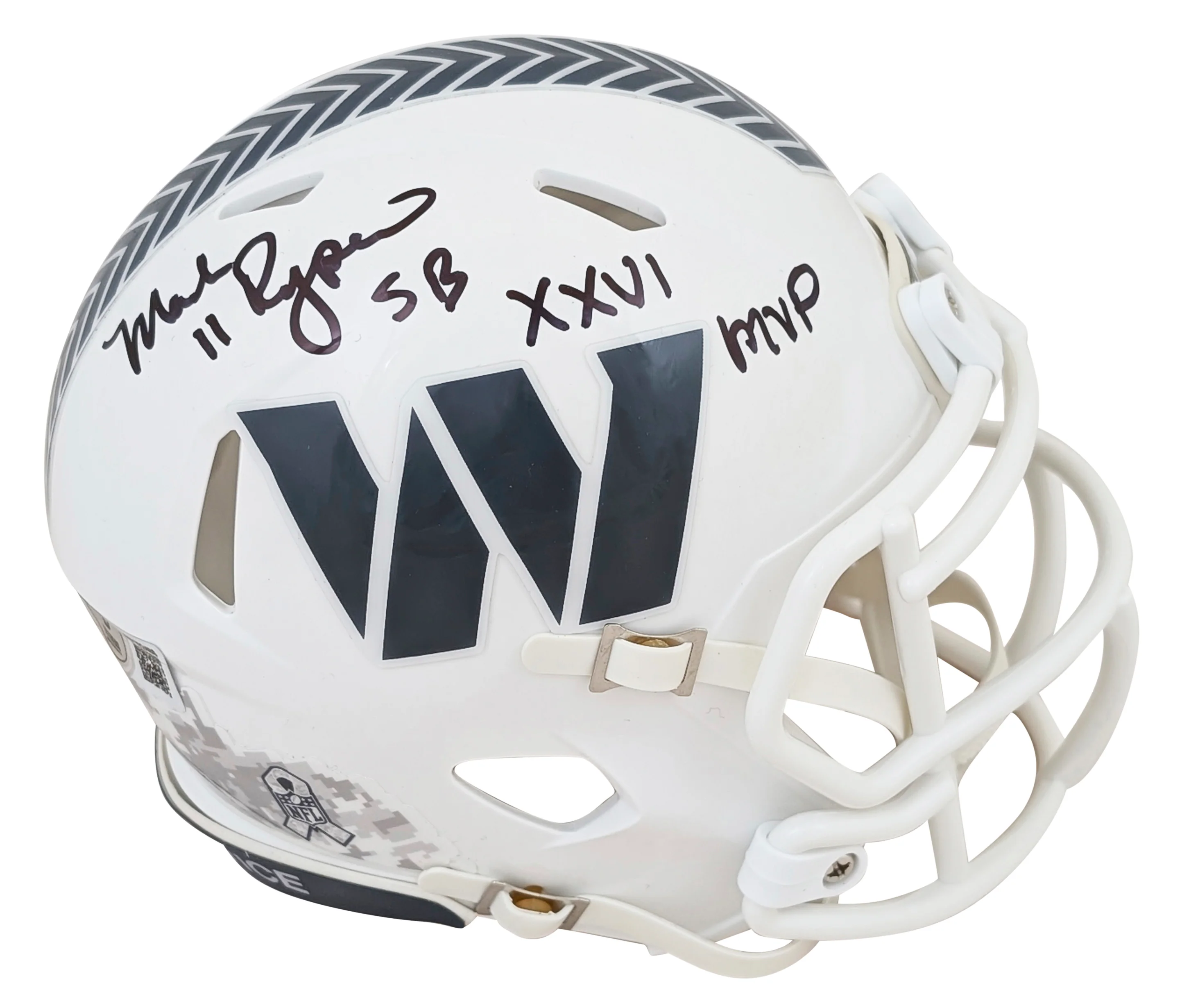 Commanders Mark Rypien "SB XXVI MVP" Signed STS III Speed Mini Helmet BAS Wit - Image 2