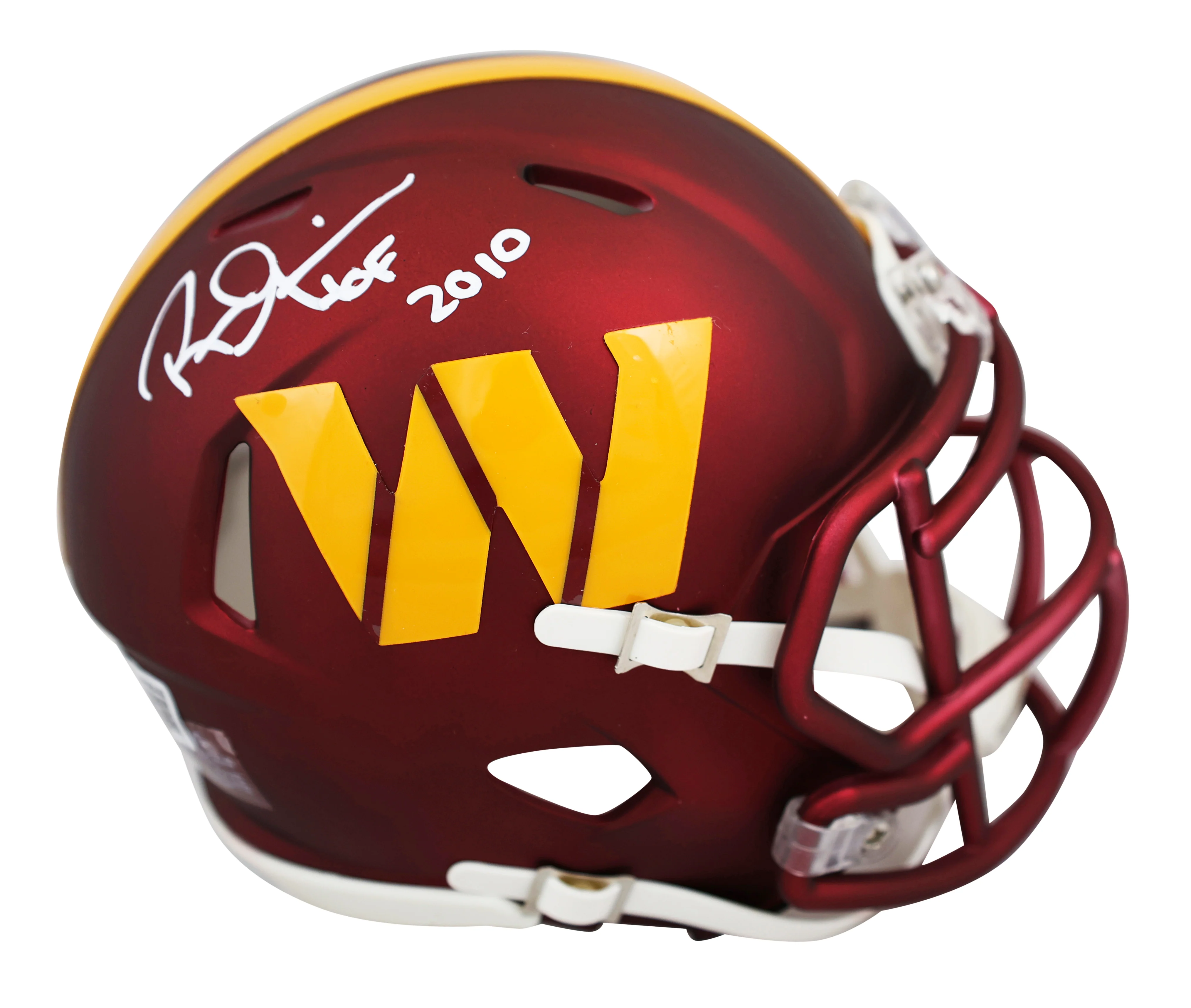 Commanders Russ Grimm "HOF 2010" Signed Speed Mini Helmet W/ Case BAS Witnessed - Image 3