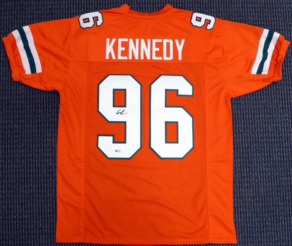Miami Hurricanes Cortez Kennedy Autographed Orange Jersey Beckett BAS Stock #131530 - Image 2