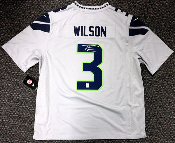 Seattle Seahawks Russell Wilson Autographed Framed Gray Nike Twill Jersey RW Holo Stock #185069 - Image 2