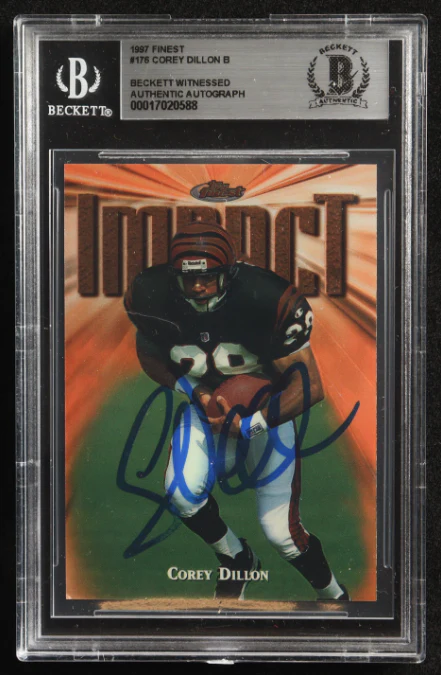 Corey Dillon Signed 1997 Finest #176 RC BGS Authentic Auto