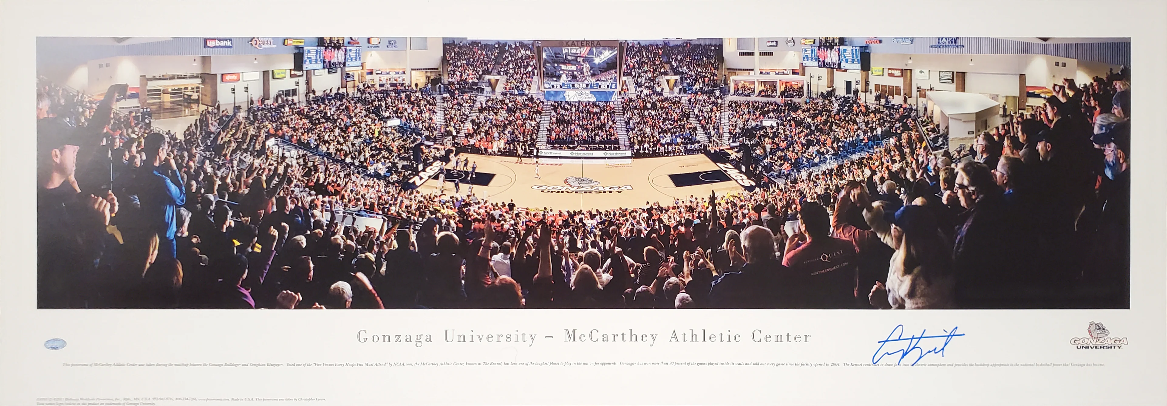 Corey Kispert Autographed 13.5x40 Panoramic Photo Gonzaga Bulldogs MCS Holo Stock #194798