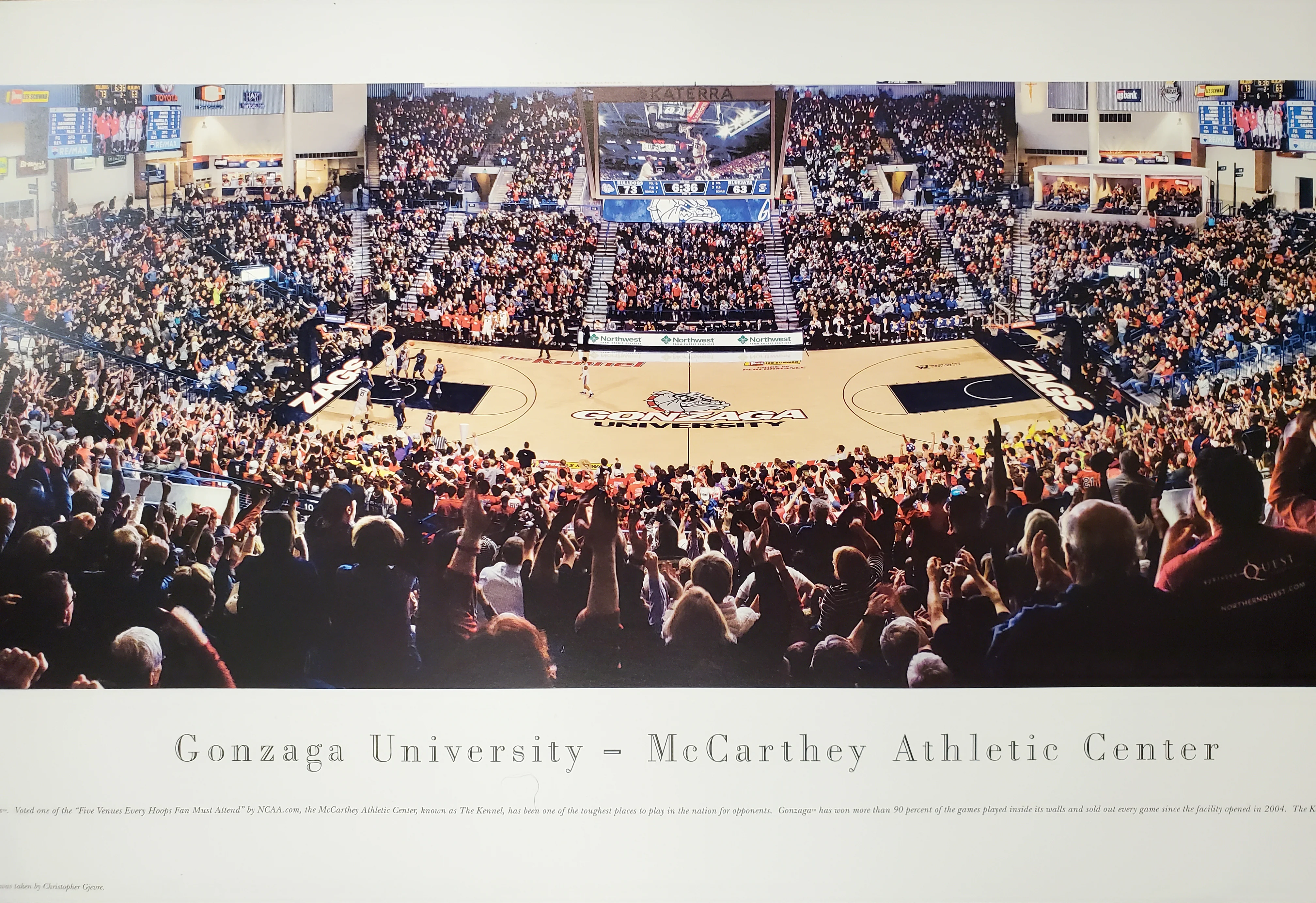 Corey Kispert Autographed 13.5x40 Panoramic Photo Gonzaga Bulldogs MCS Holo Stock #194798 - Image 5
