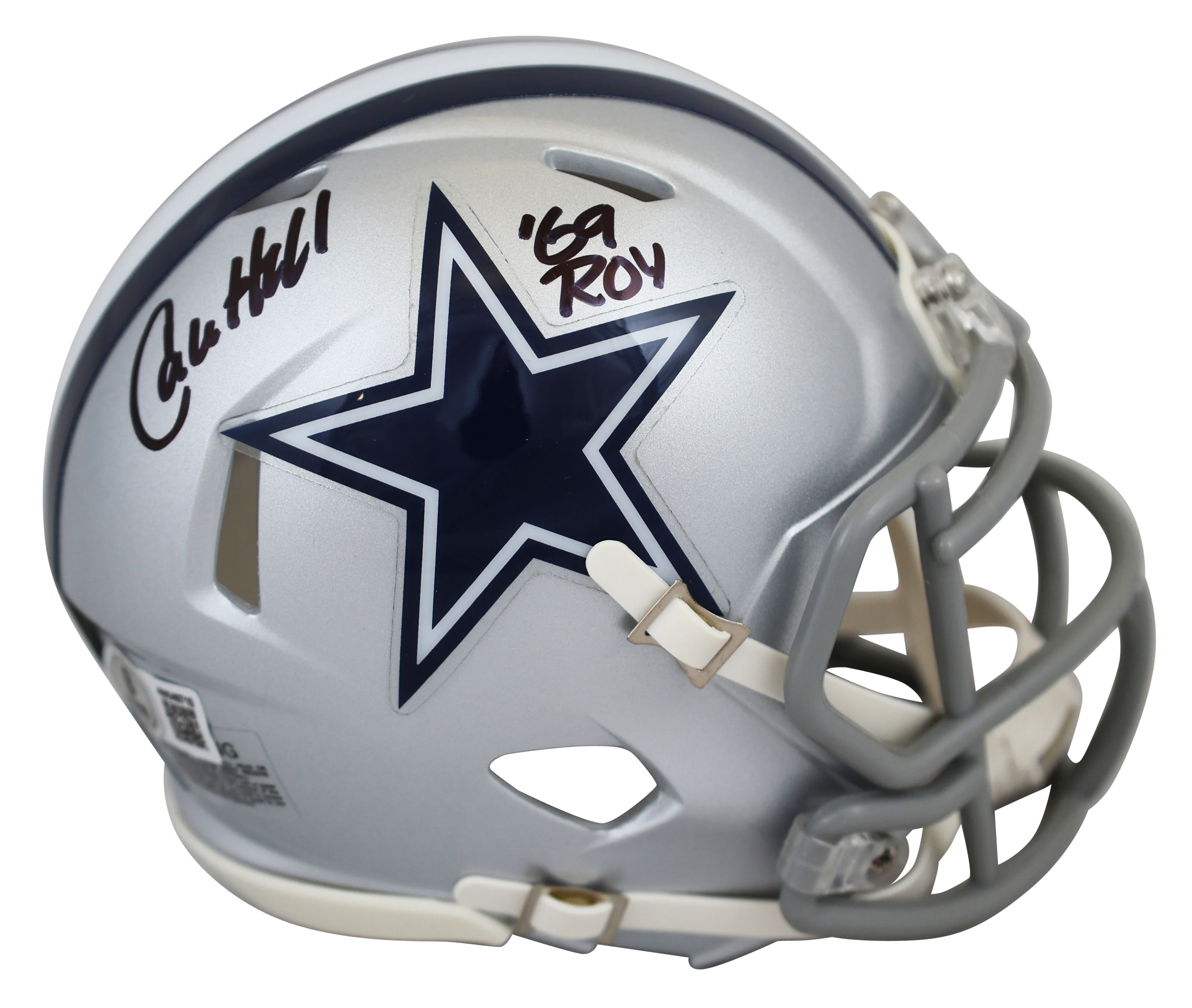 Cowboys Calvin Hill "ROY 1969" Authentic Signed Speed Mini Helmet BAS Witnessed - Image 2